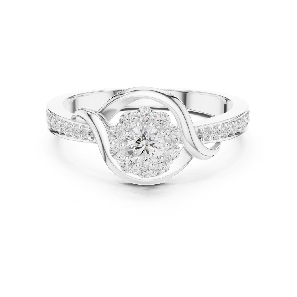 The Lotus Halo Solitaire 0.17ct White Gold