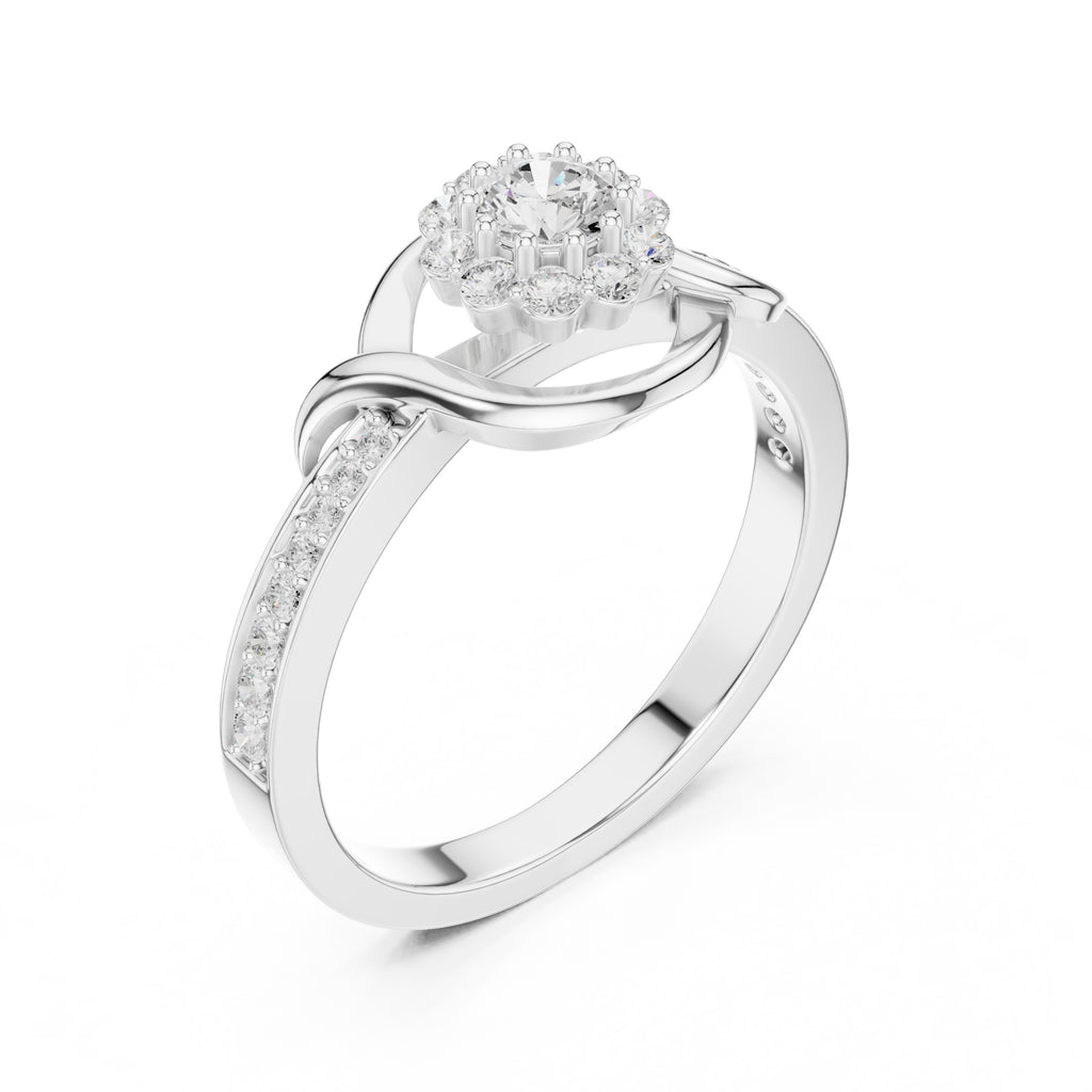 The Lotus Halo Solitaire 0.17ct White Gold