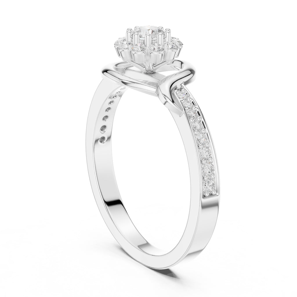 The Lotus Halo Solitaire 0.17ct White Gold