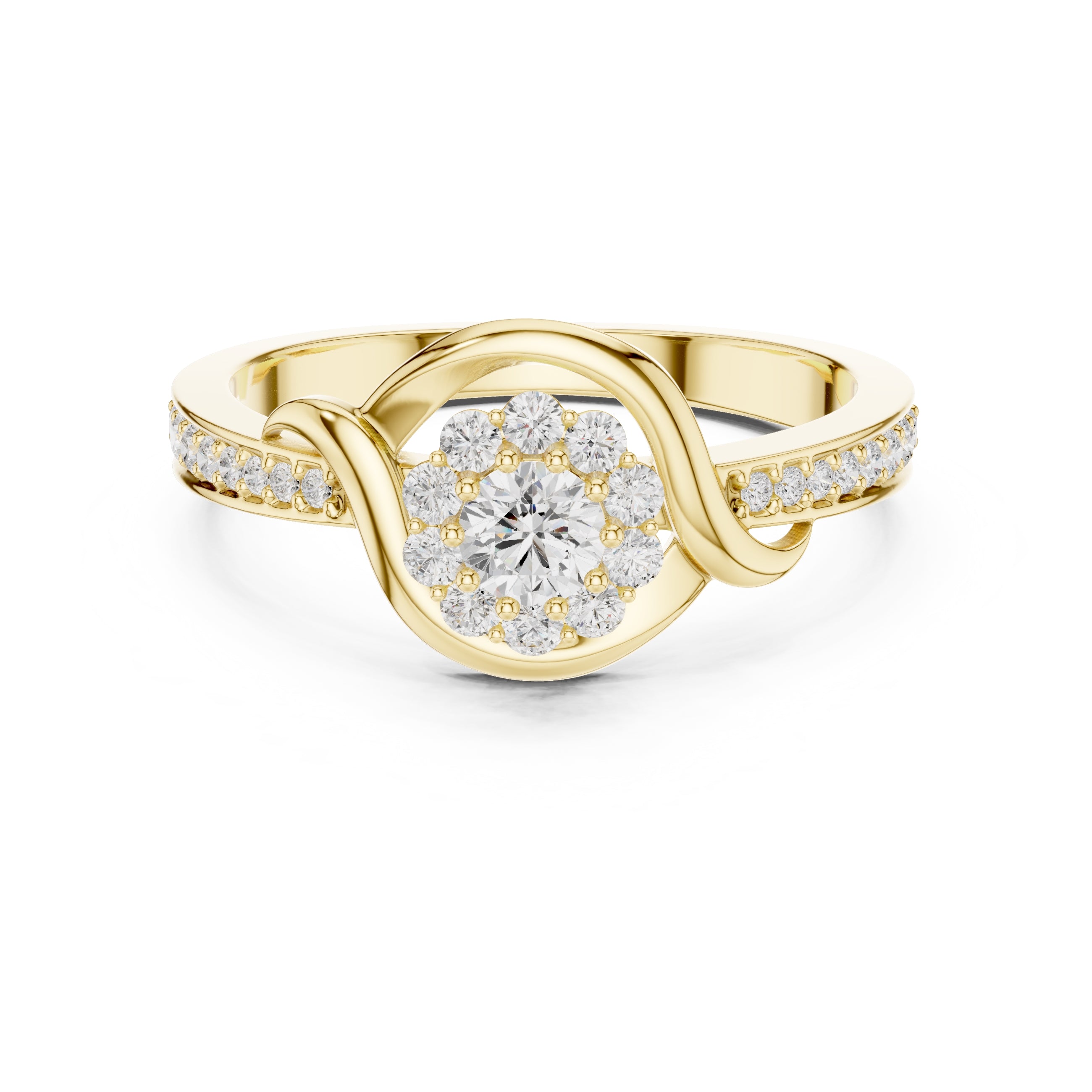 The Lotus Halo Solitaire 0.17ct Yellow Gold