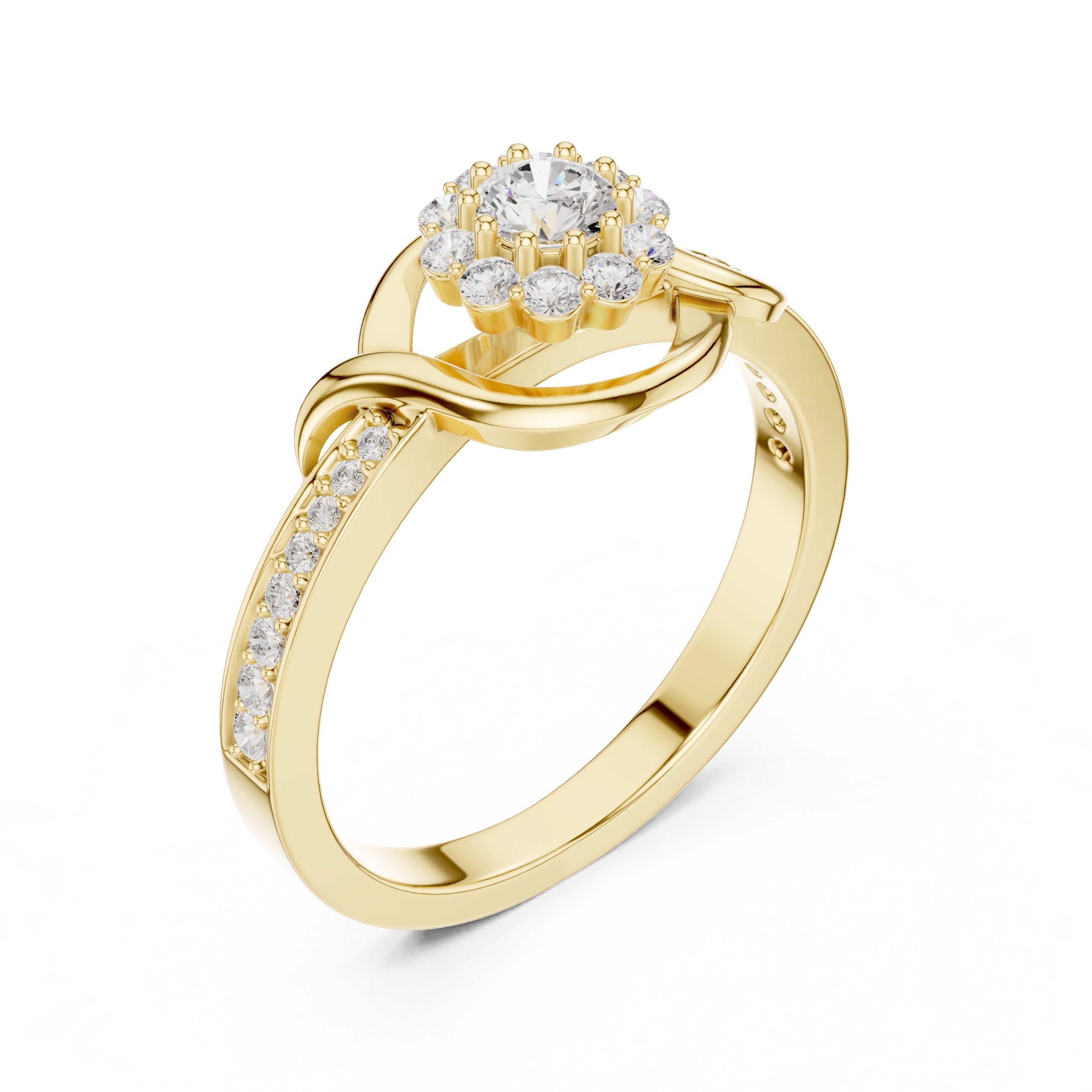 The Lotus Halo Solitaire 0.17ct Yellow Gold
