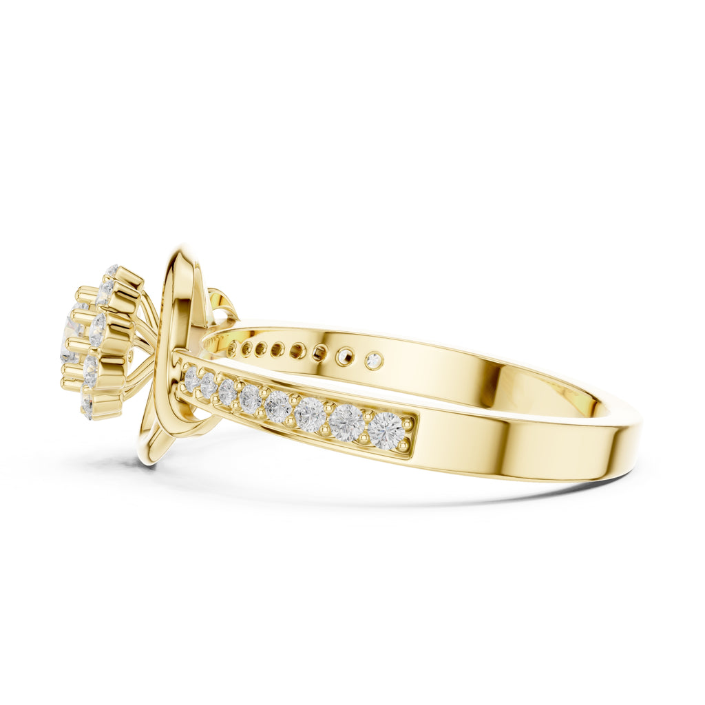 The Lotus Halo Solitaire 0.17ct Yellow Gold