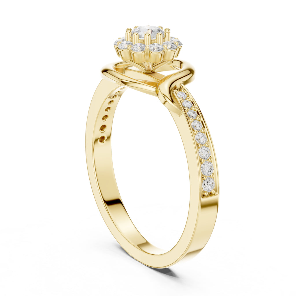The Lotus Halo Solitaire 0.17ct Yellow Gold