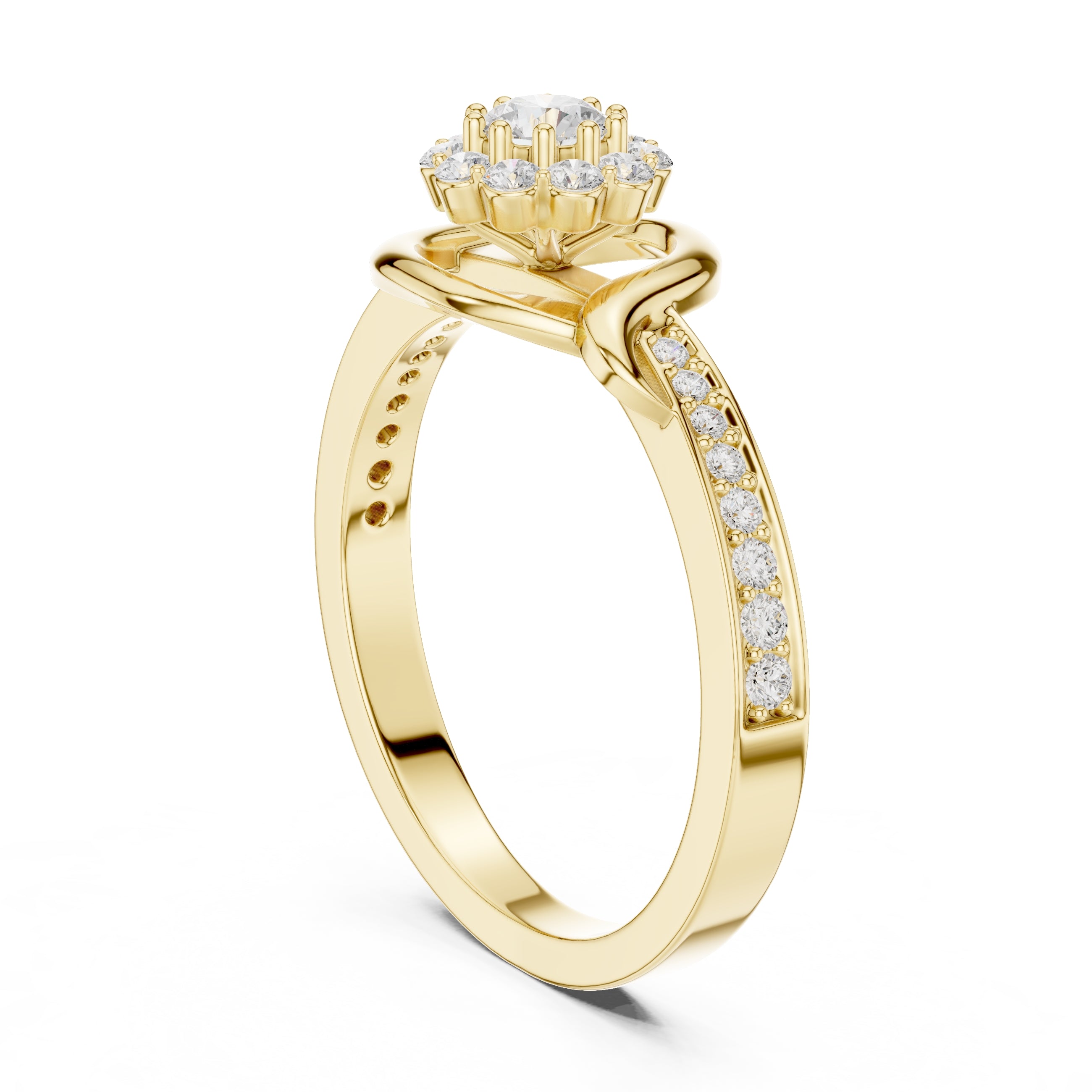 The Lotus Halo Solitaire 0.17ct Yellow Gold
