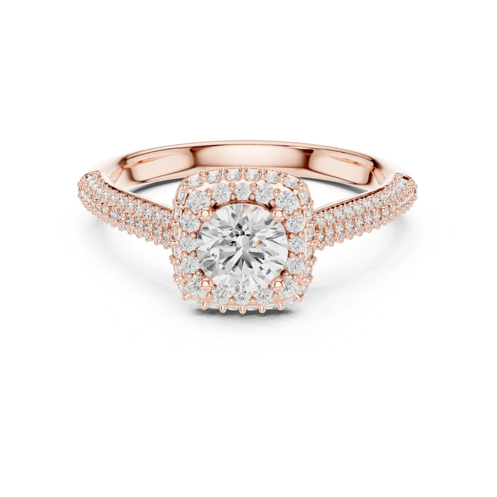 The Lumiere Halo Ring 0.61ct Rose Gold
