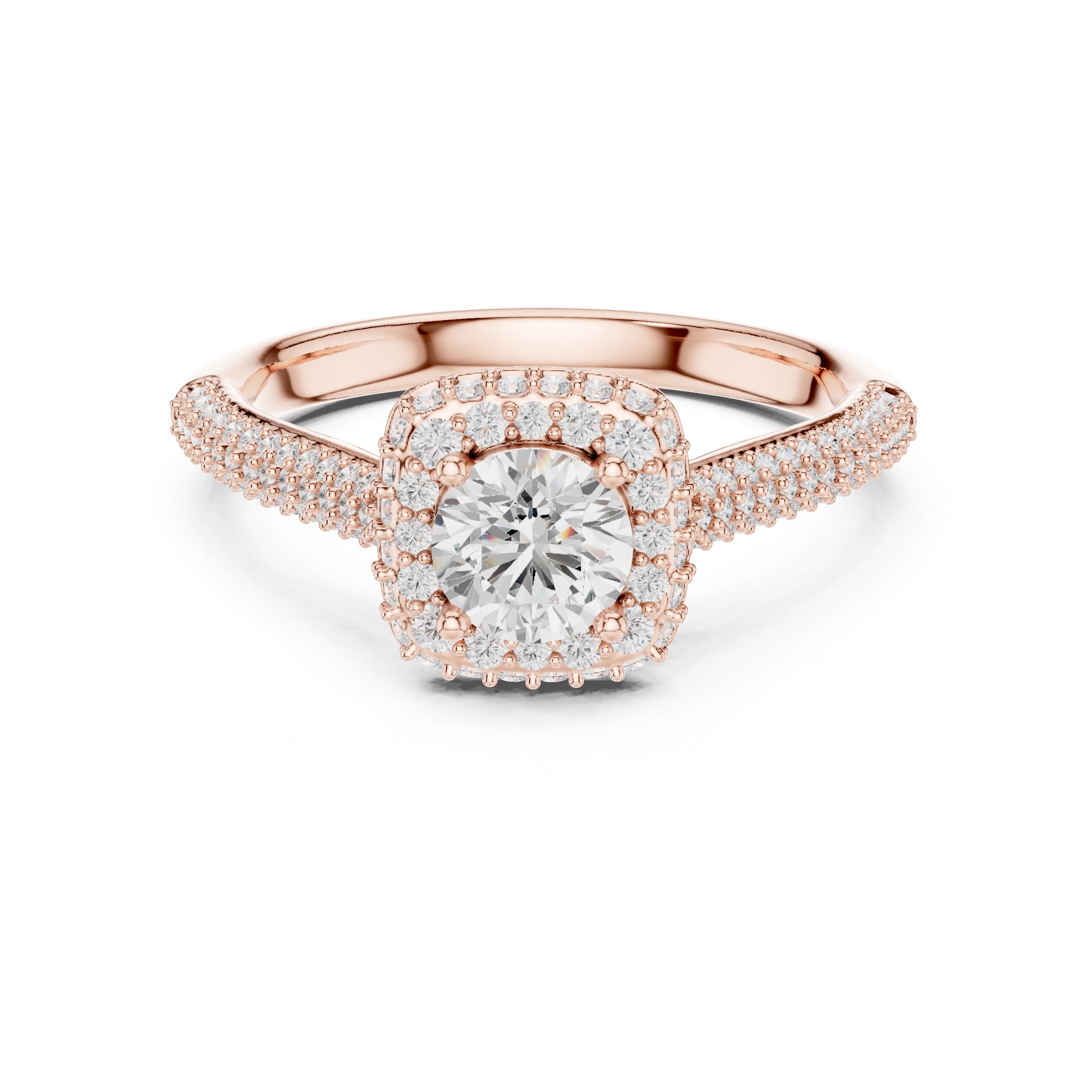 The Lumiere Halo Ring 0.61ct Rose Gold