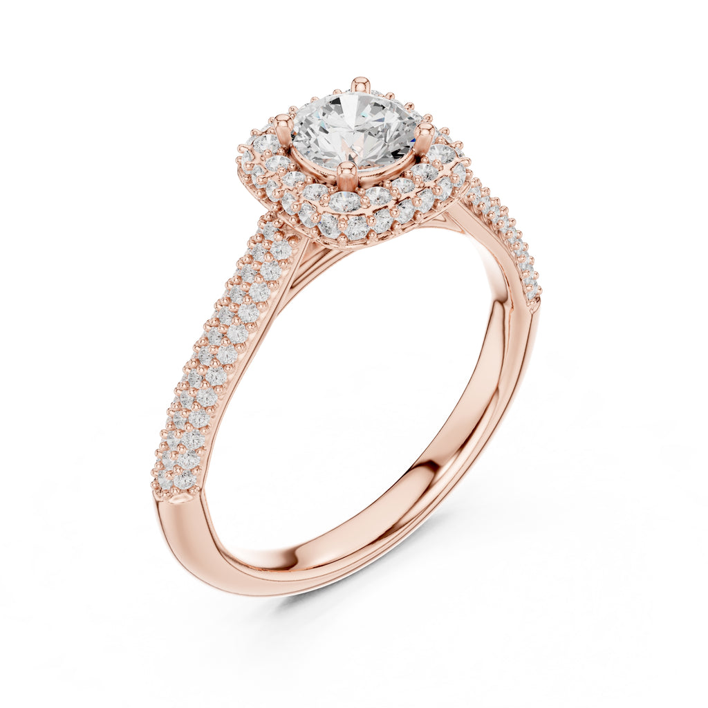 The Lumiere Halo Ring 0.61ct Rose Gold