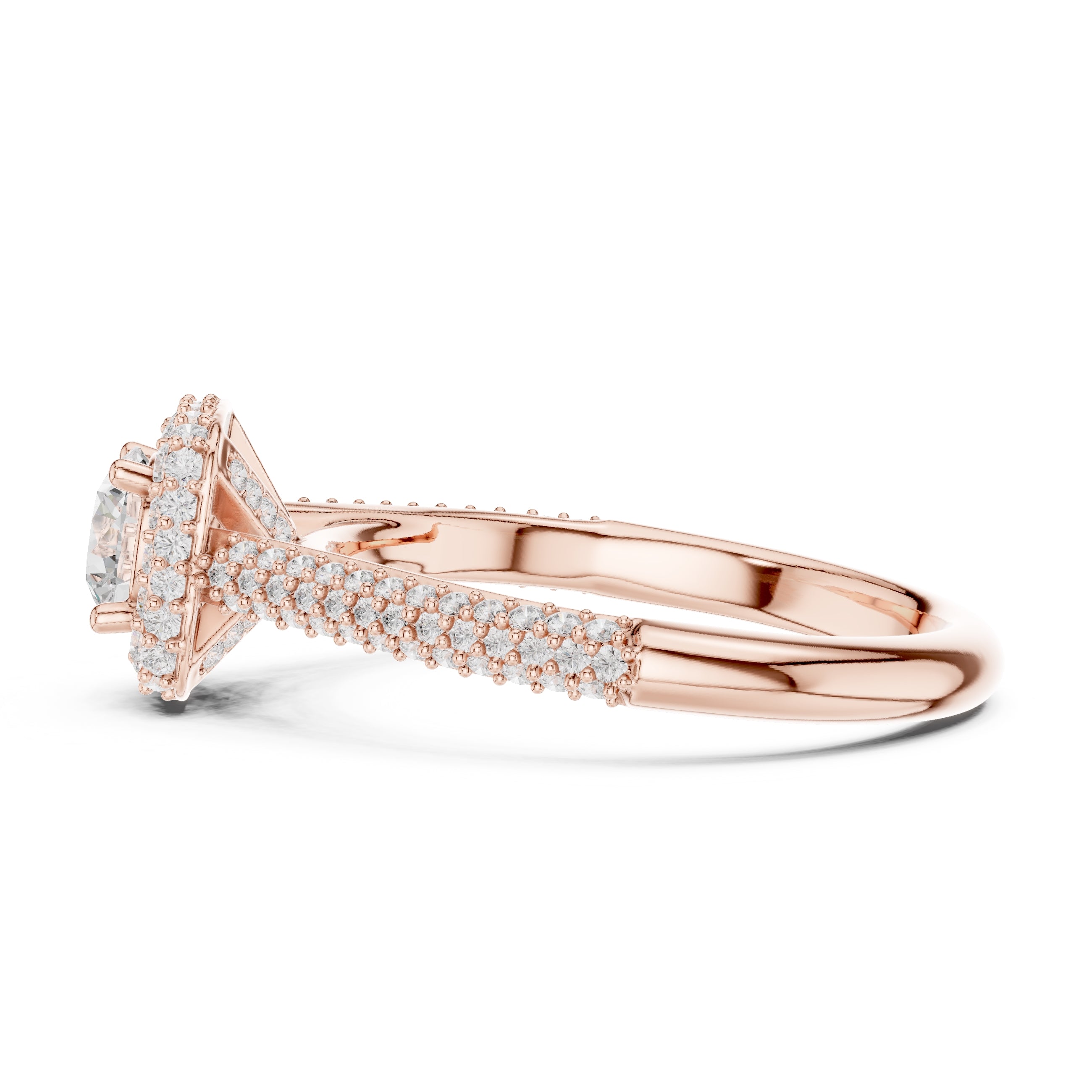 The Lumiere Halo Ring 0.61ct Rose Gold