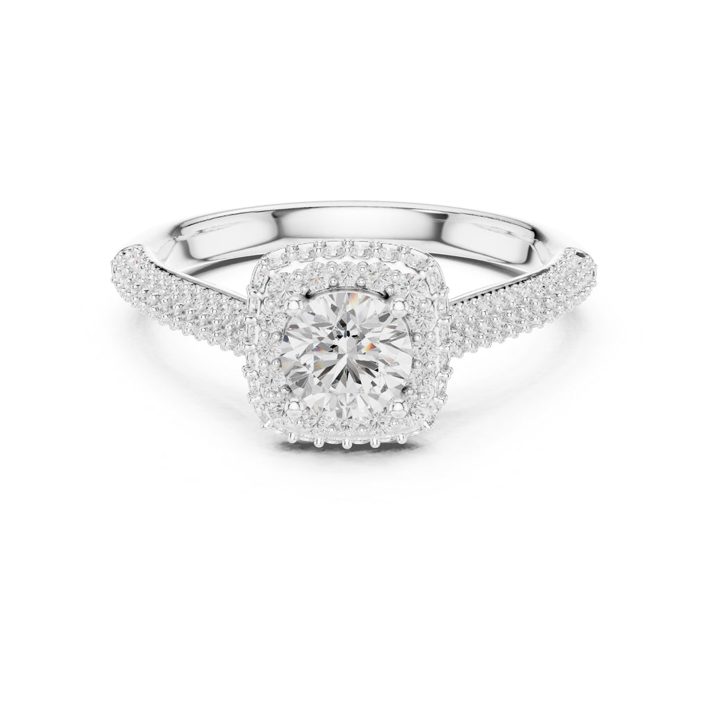 The Lumiere Halo Ring 0.61ct White Gold