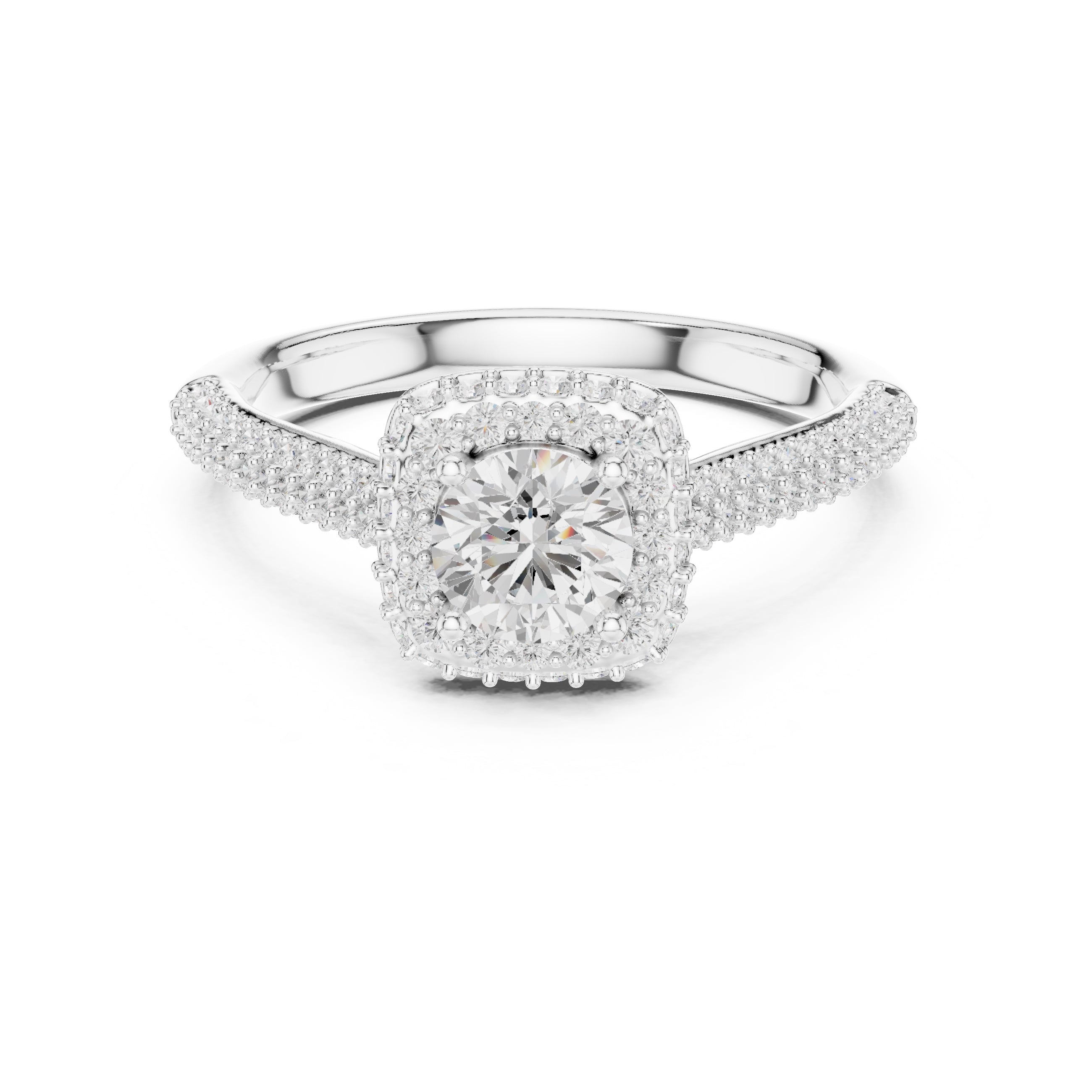 The Lumiere Halo Ring 0.61ct White Gold