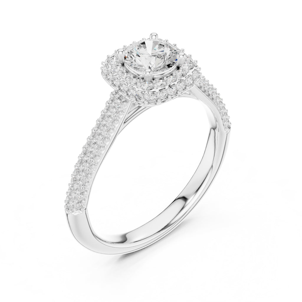 The Lumiere Halo Ring 0.61ct White Gold