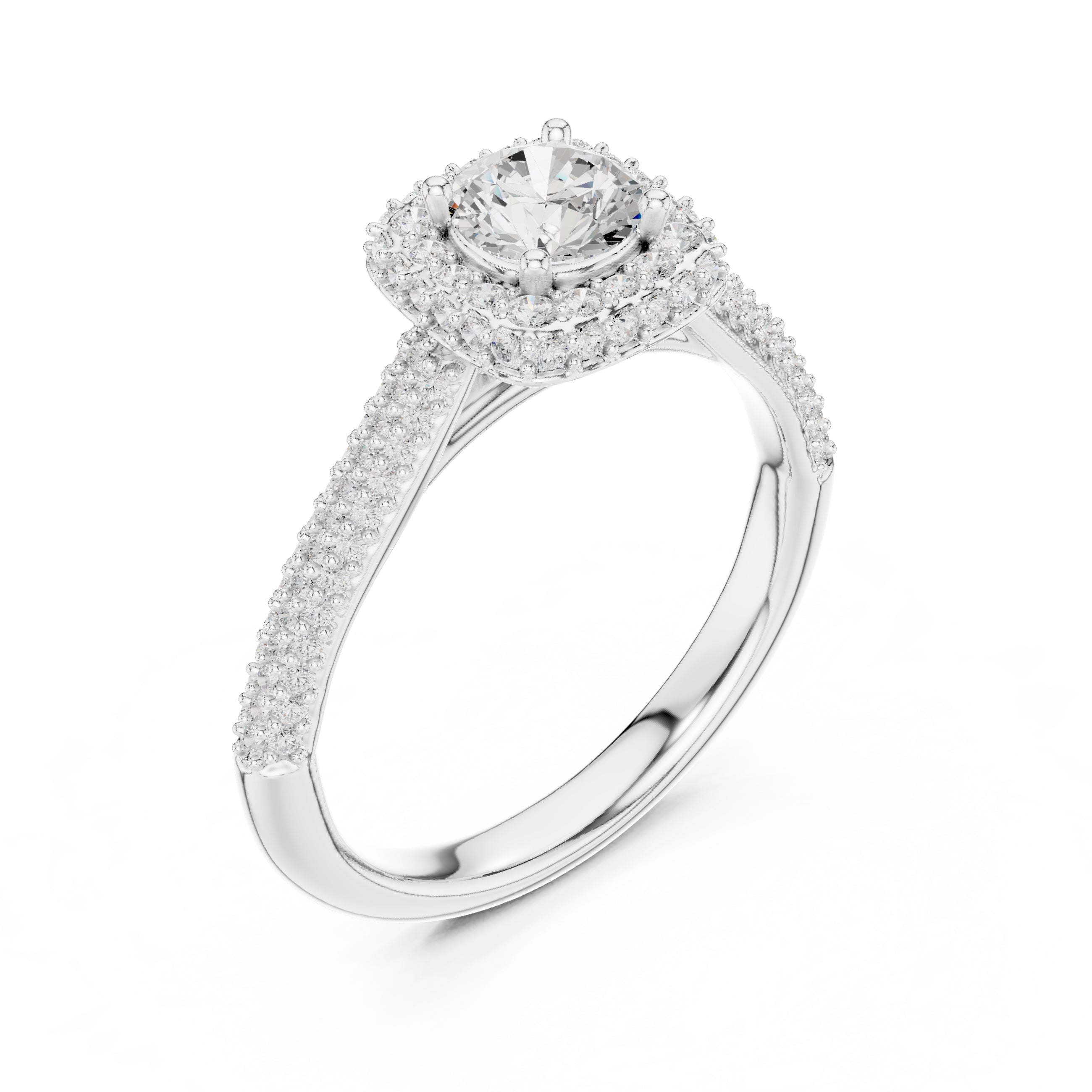 The Lumiere Halo Ring 0.61ct White Gold