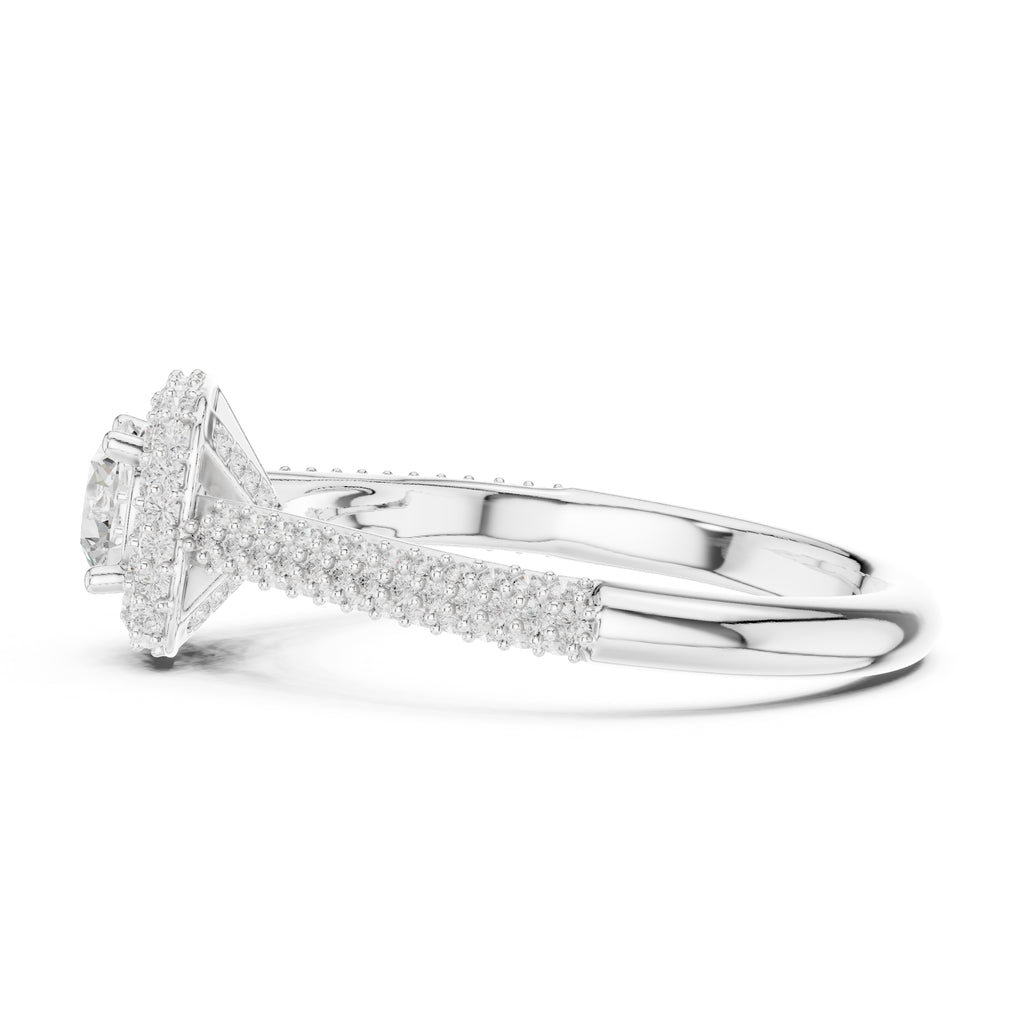 The Lumiere Halo Ring 0.61ct White Gold