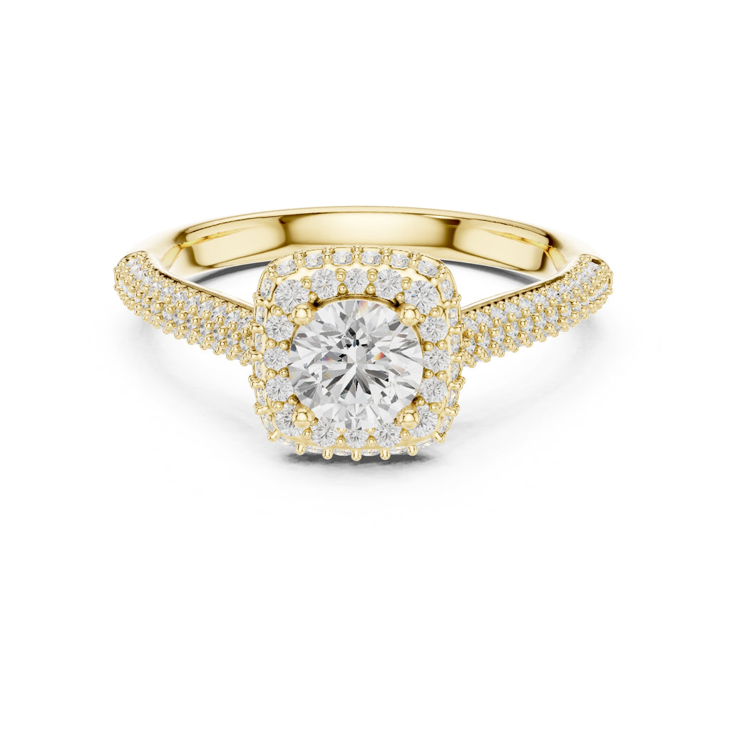 The Lumiere Halo Ring 0.61ct Yellow Gold