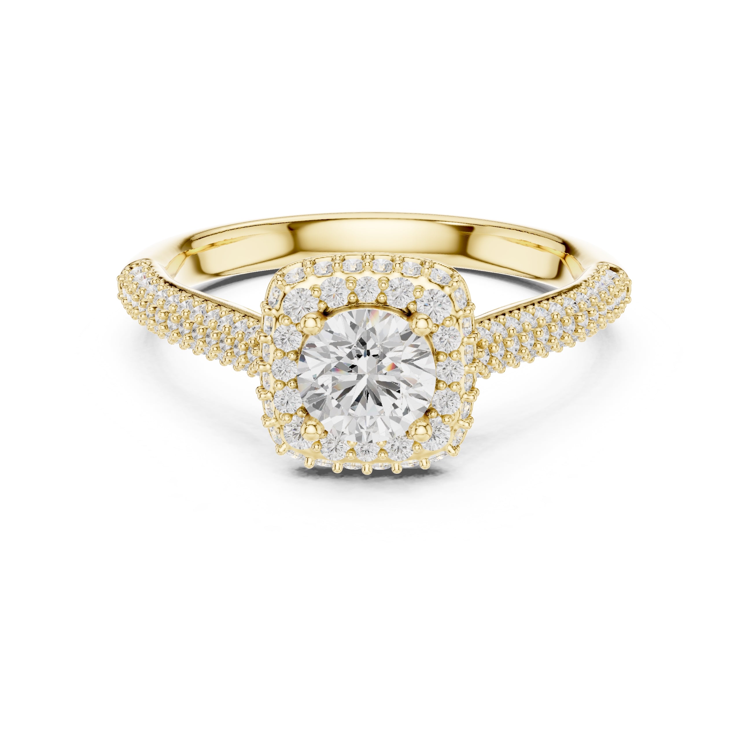 The Lumiere Halo Ring 0.61ct Yellow Gold