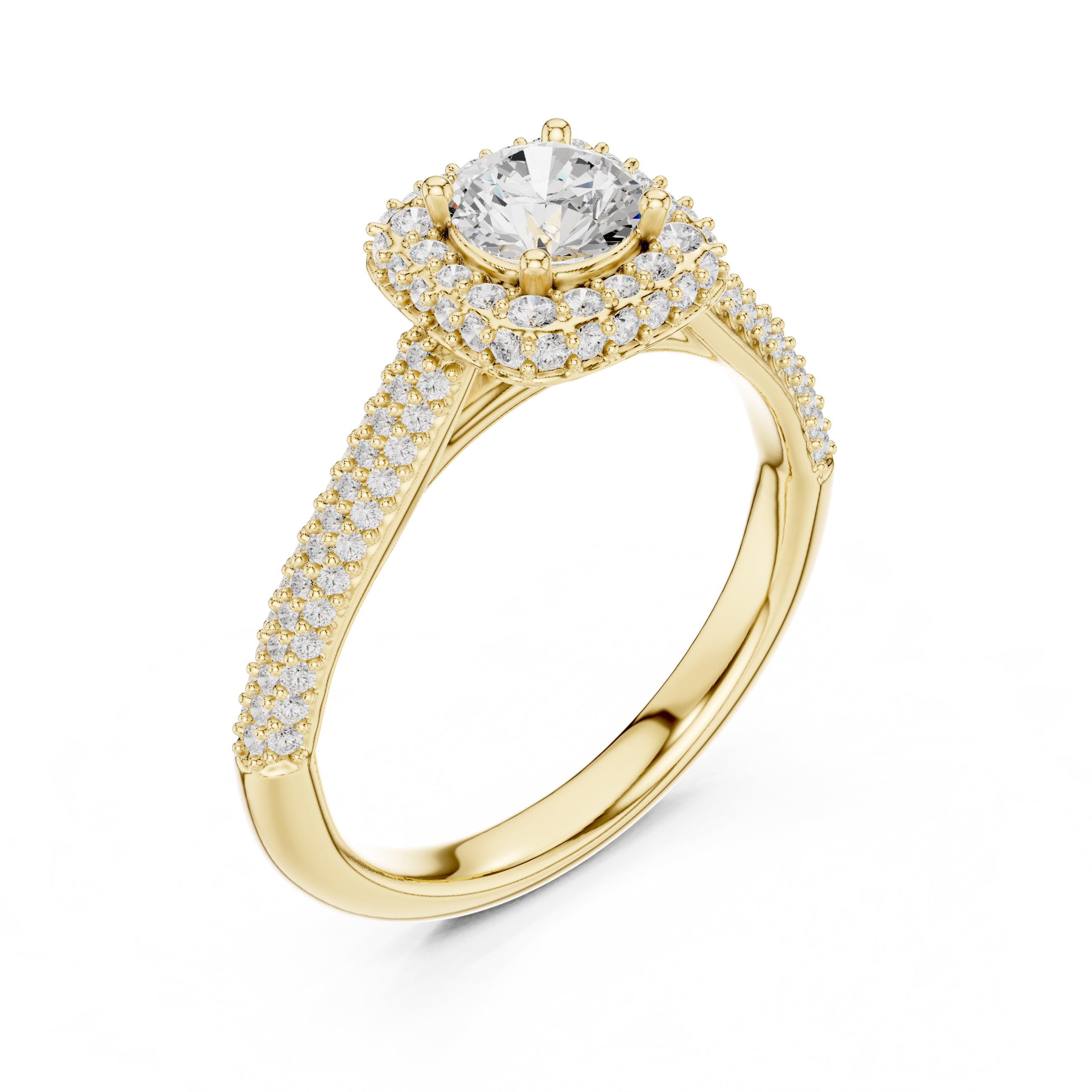 The Lumiere Halo Ring 0.61ct Yellow Gold