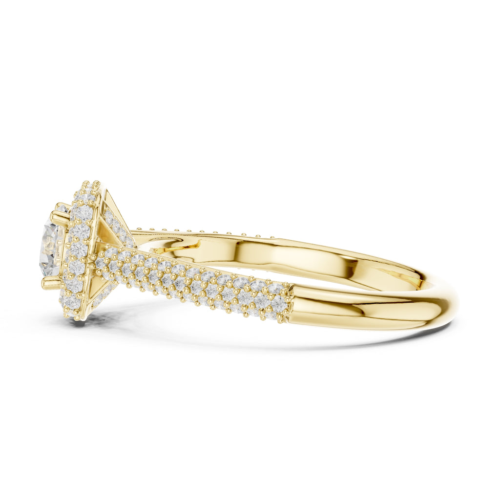 The Lumiere Halo Ring 0.61ct Yellow Gold