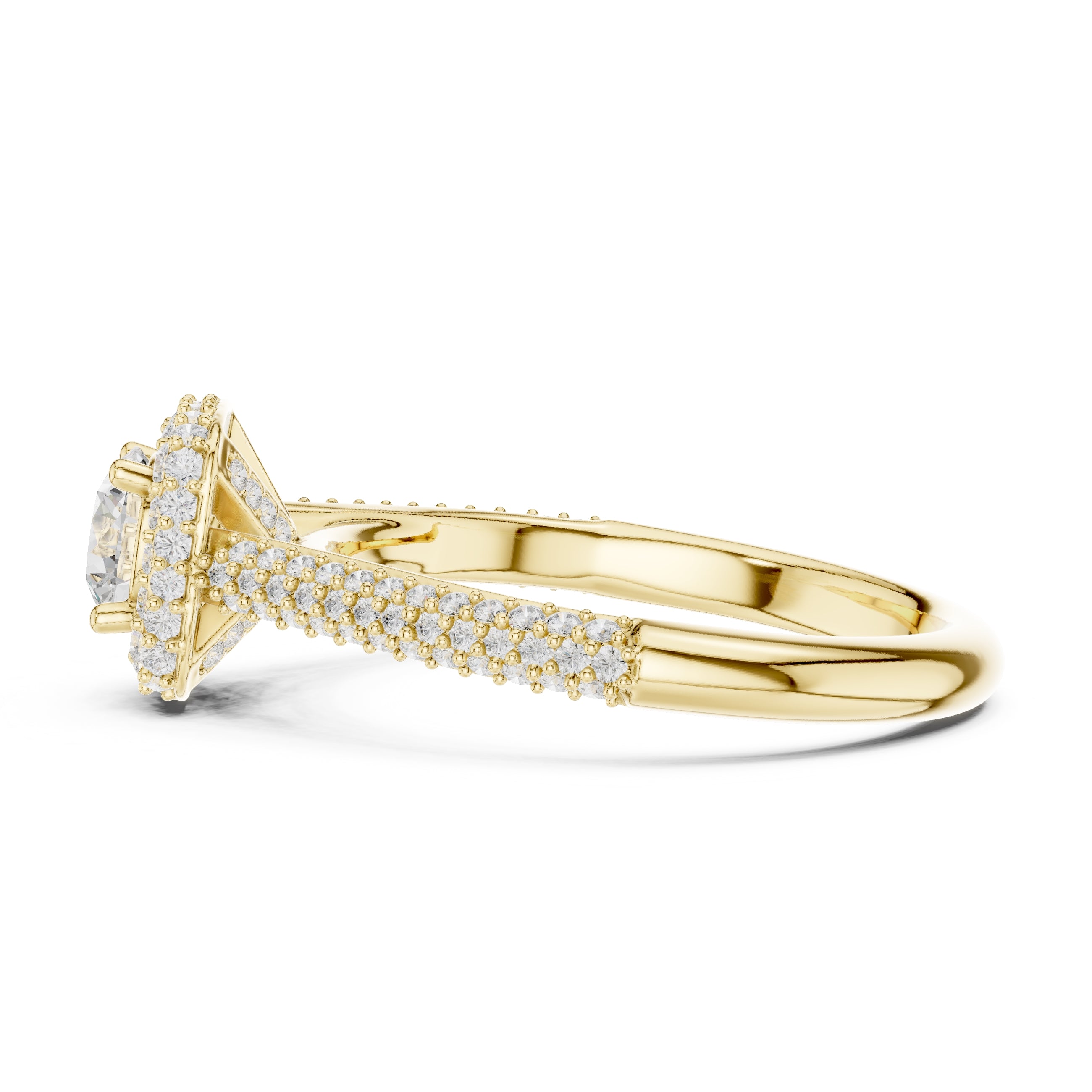 The Lumiere Halo Ring 0.61ct Yellow Gold