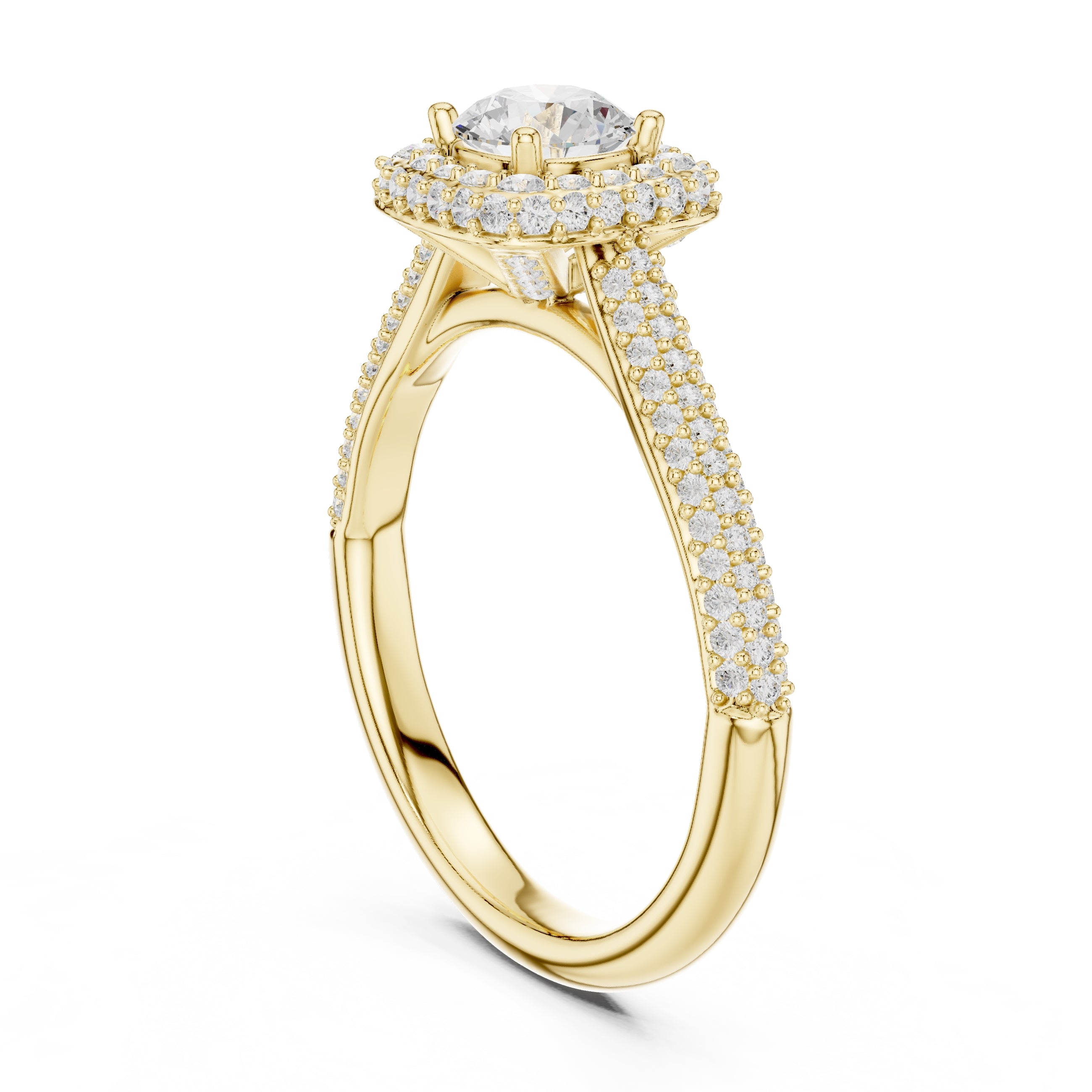 The Lumiere Halo Ring 0.61ct Yellow Gold