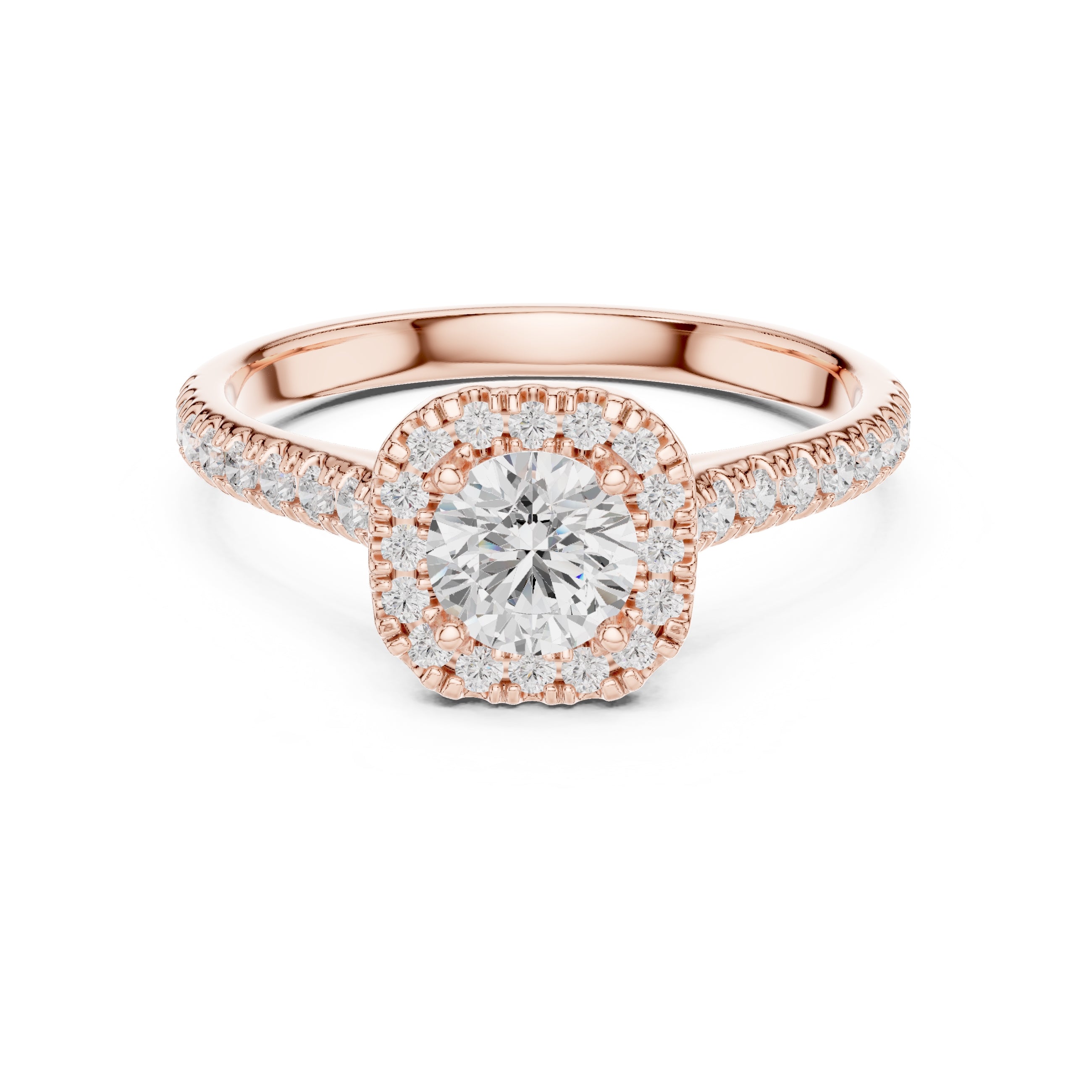 The Vintage Milgrain Halo Ring 0.7ct Rose Gold