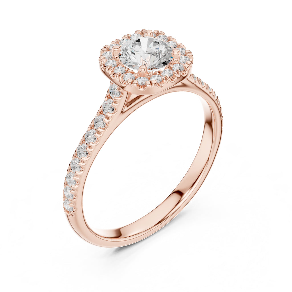 The Vintage Milgrain Halo Ring 0.7ct Rose Gold