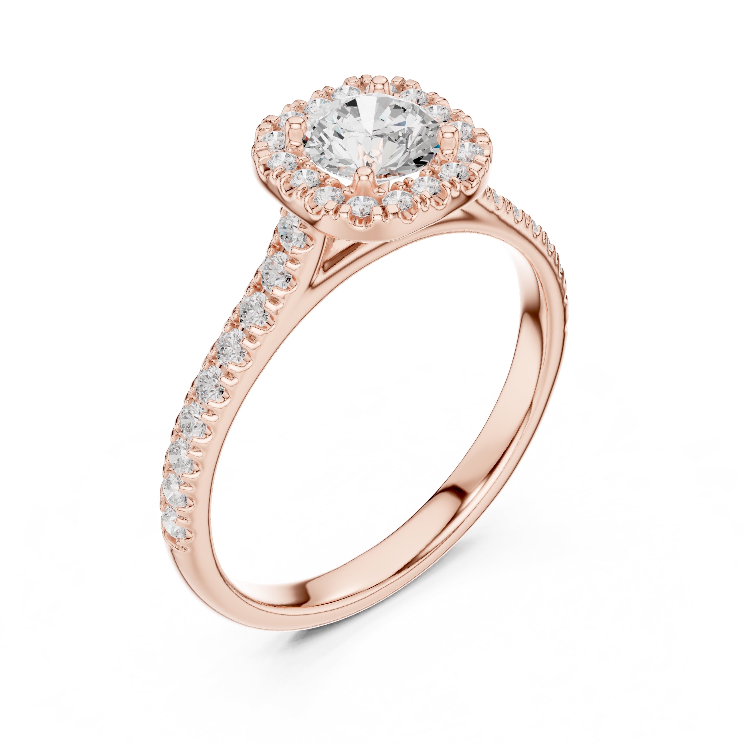 The Vintage Milgrain Halo Ring 0.7ct Rose Gold