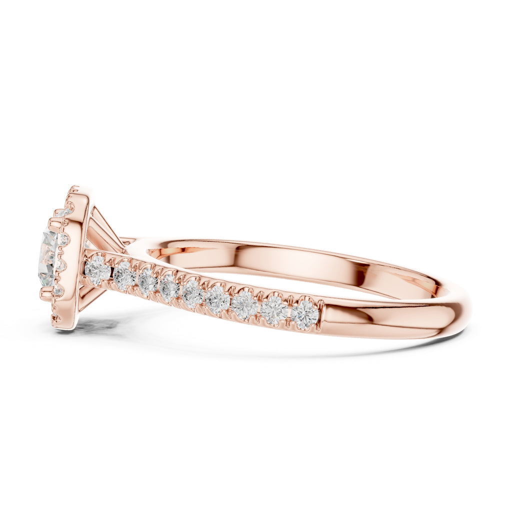 The Vintage Milgrain Halo Ring 0.7ct Rose Gold