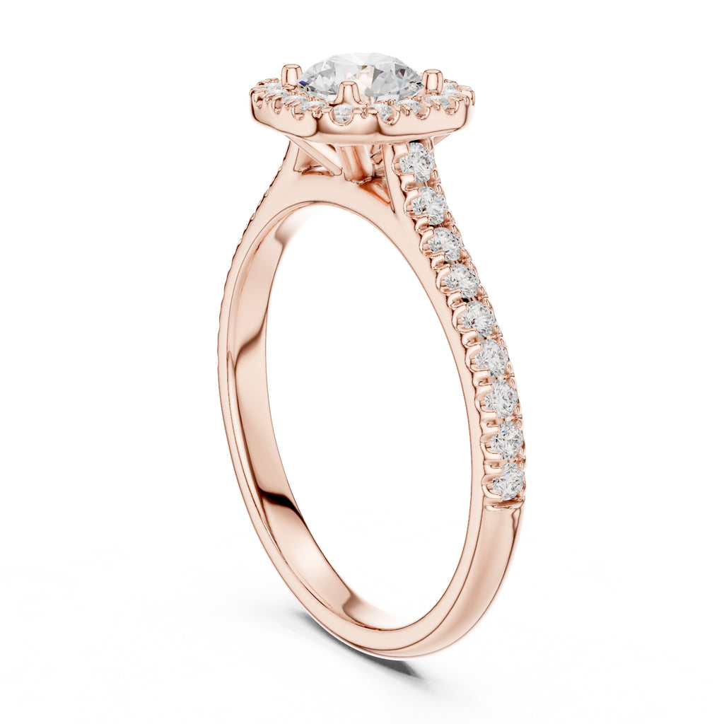 The Vintage Milgrain Halo Ring 0.7ct Rose Gold