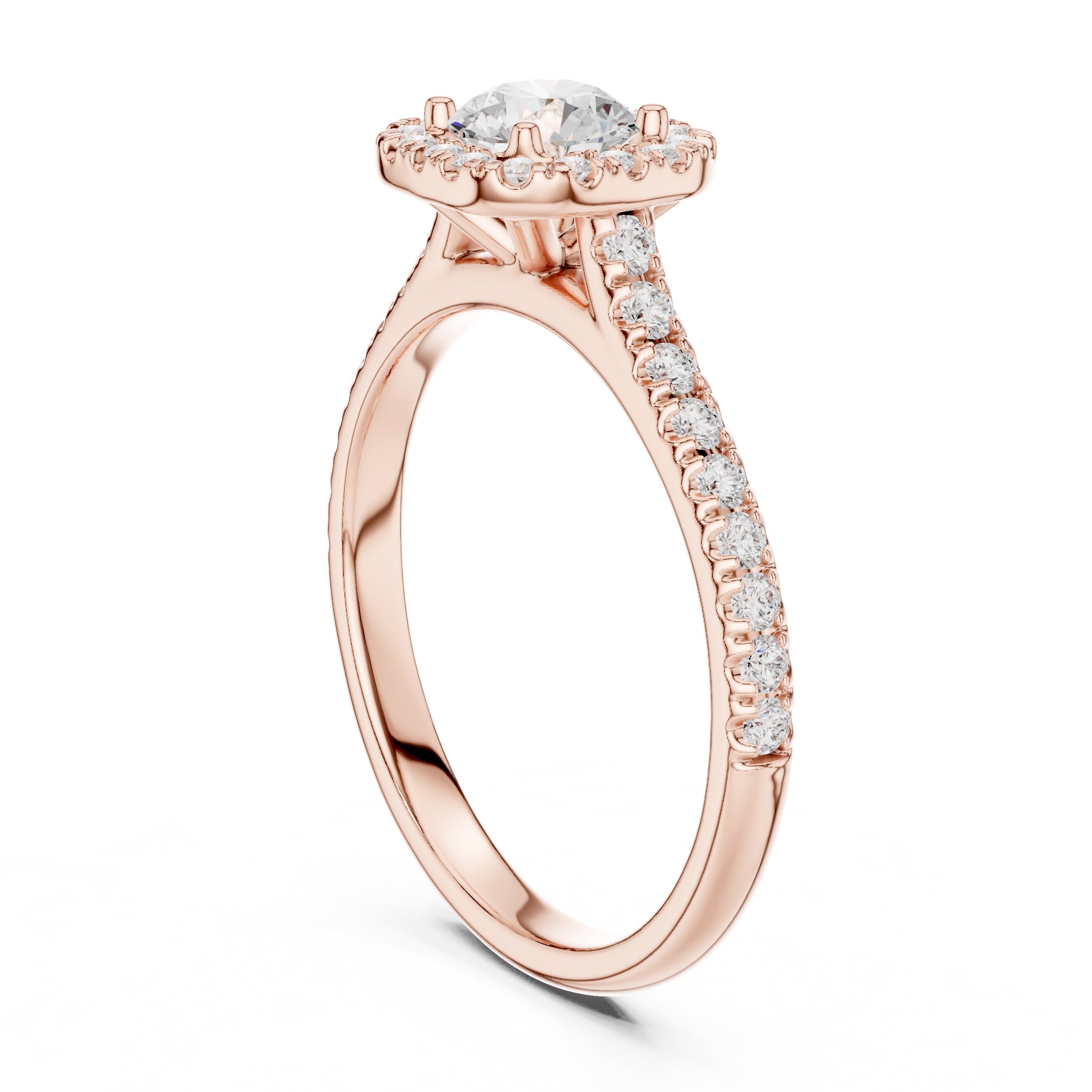 The Vintage Milgrain Halo Ring 0.7ct Rose Gold