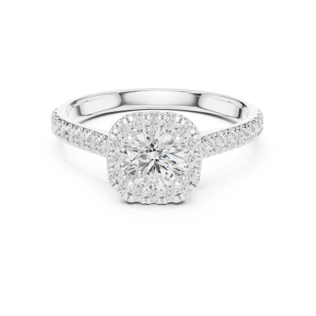 The Vintage Milgrain Halo Ring 0.7ct White Gold