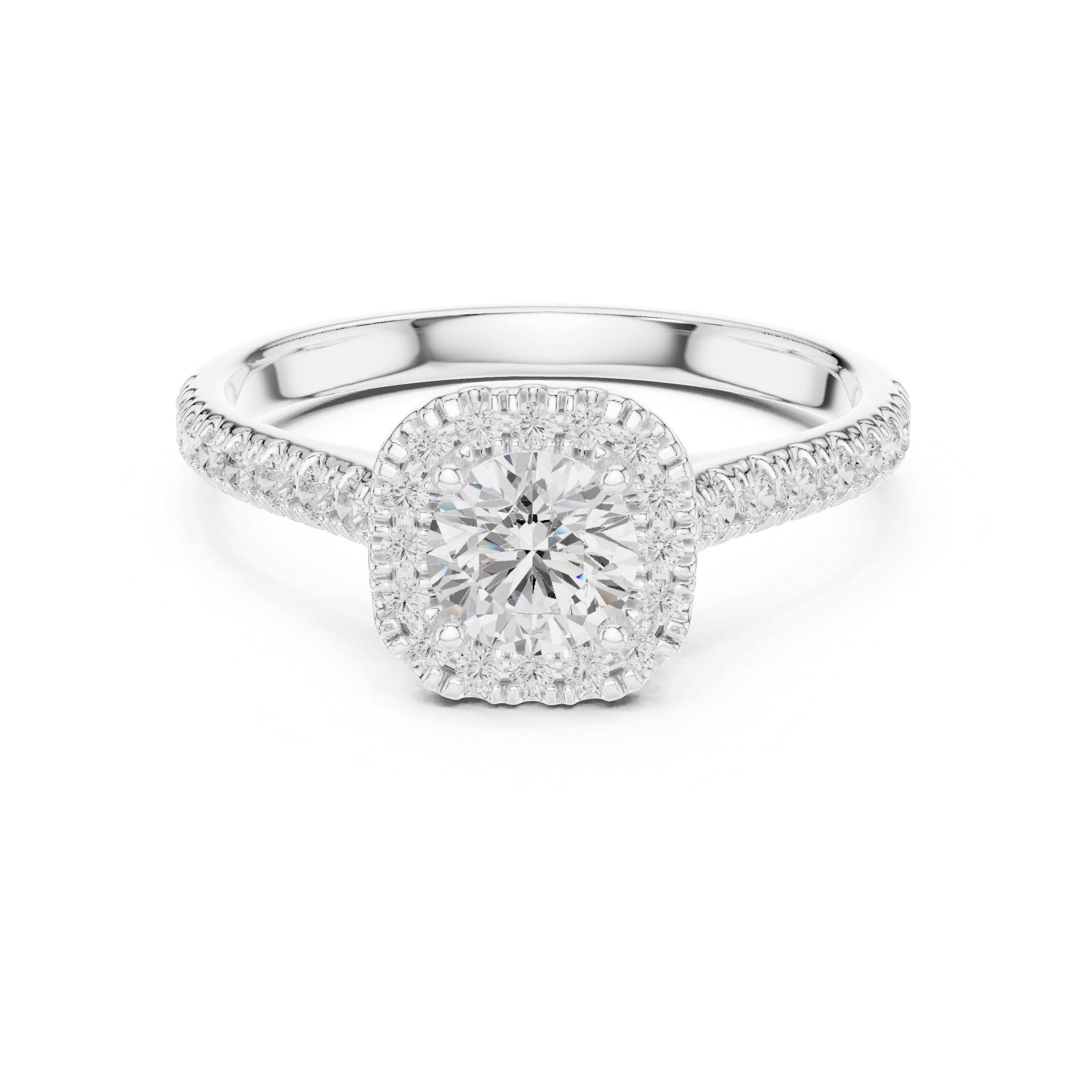 The Vintage Milgrain Halo Ring 0.7ct White Gold