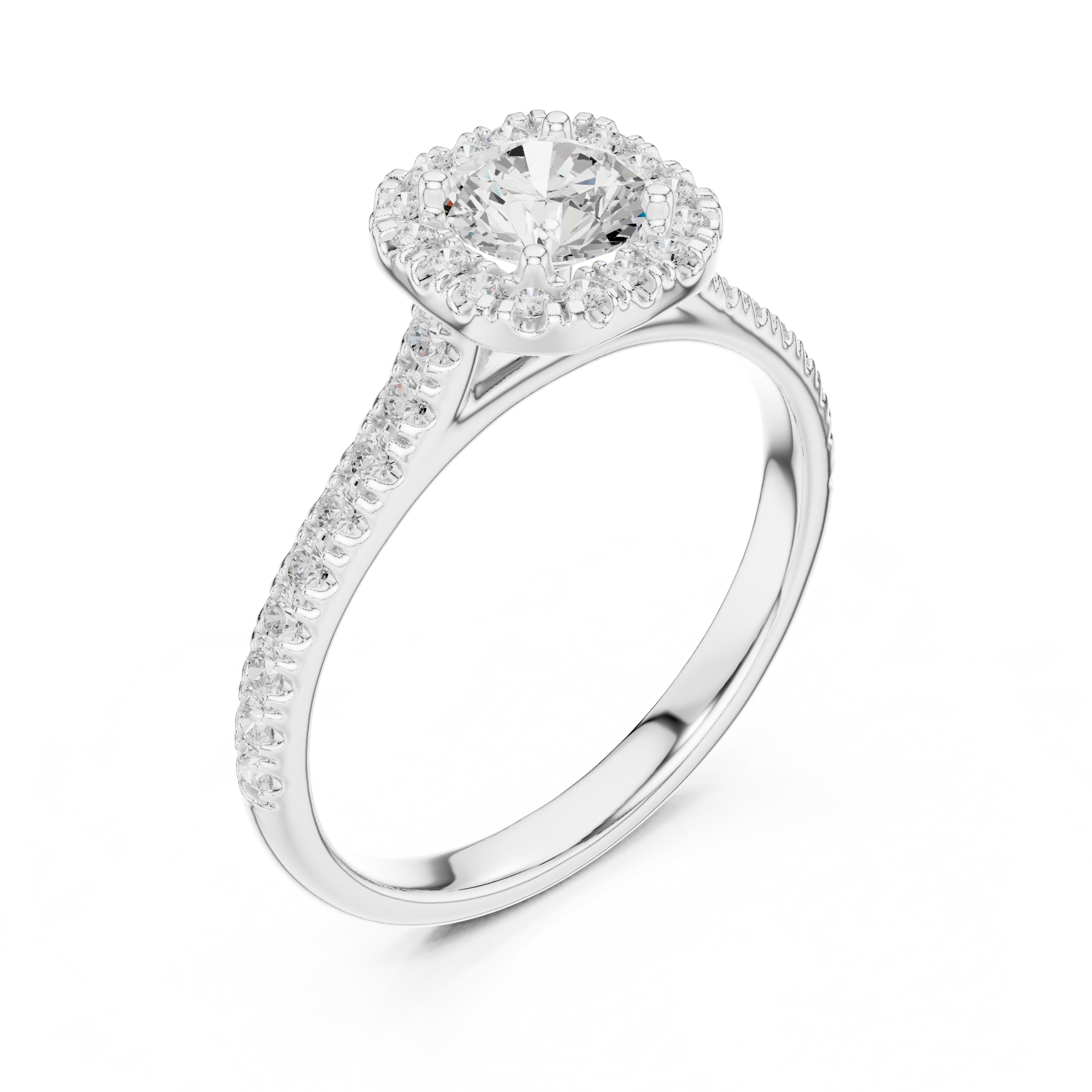 The Vintage Milgrain Halo Ring 0.7ct White Gold