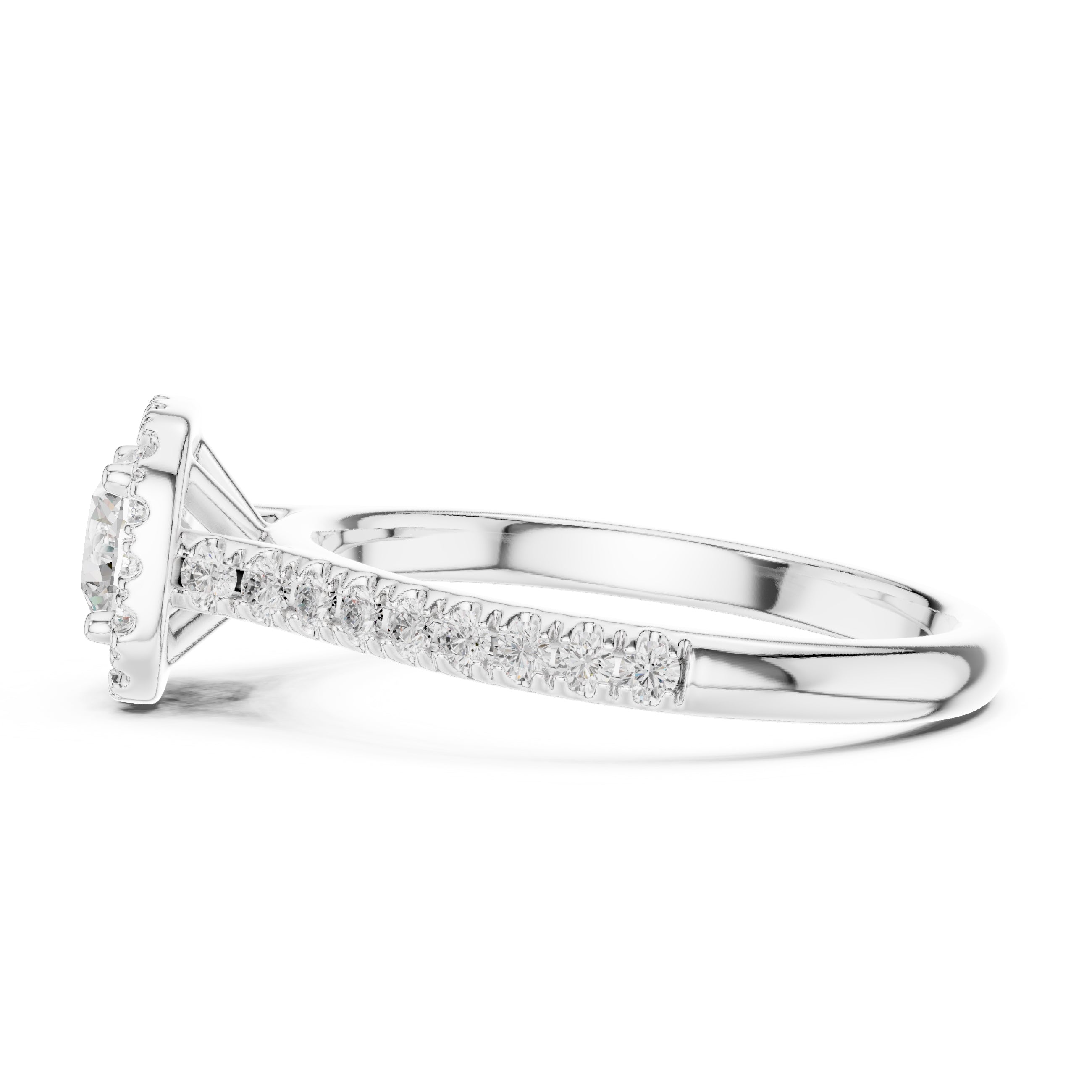 The Vintage Milgrain Halo Ring 0.7ct White Gold