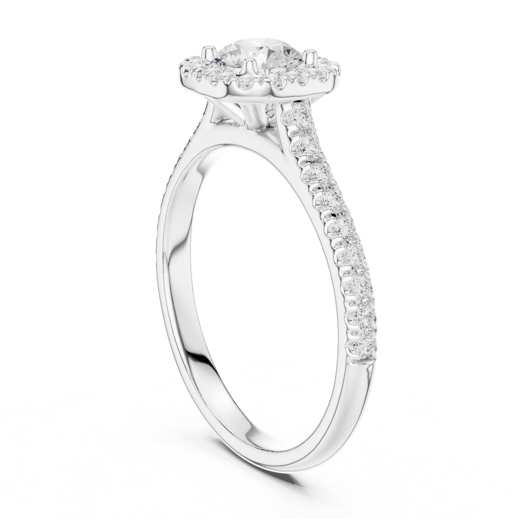The Vintage Milgrain Halo Ring 0.7ct White Gold