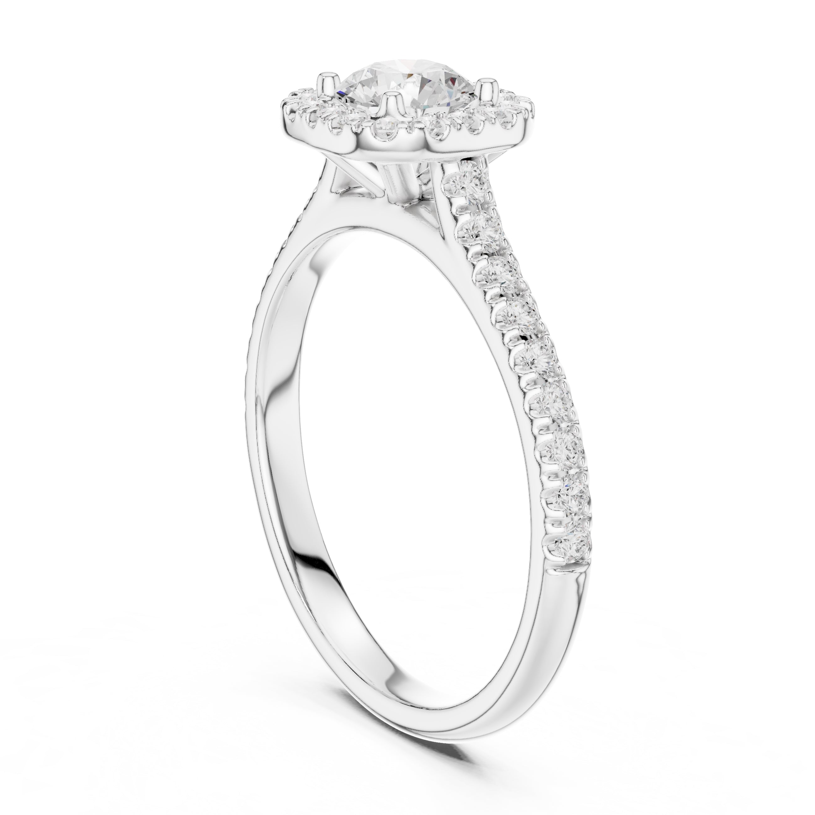 The Vintage Milgrain Halo Ring 0.7ct White Gold