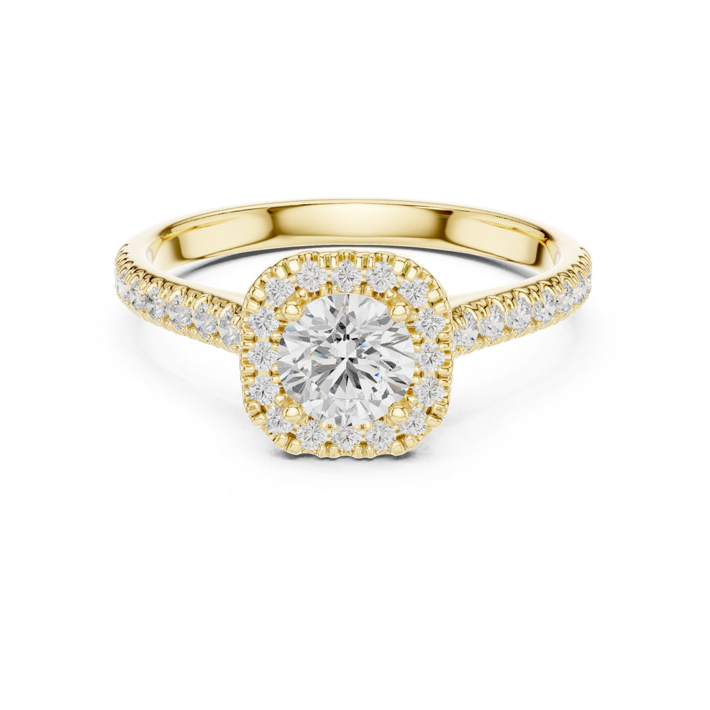 The Vintage Milgrain Halo Ring 0.7ct Yellow Gold