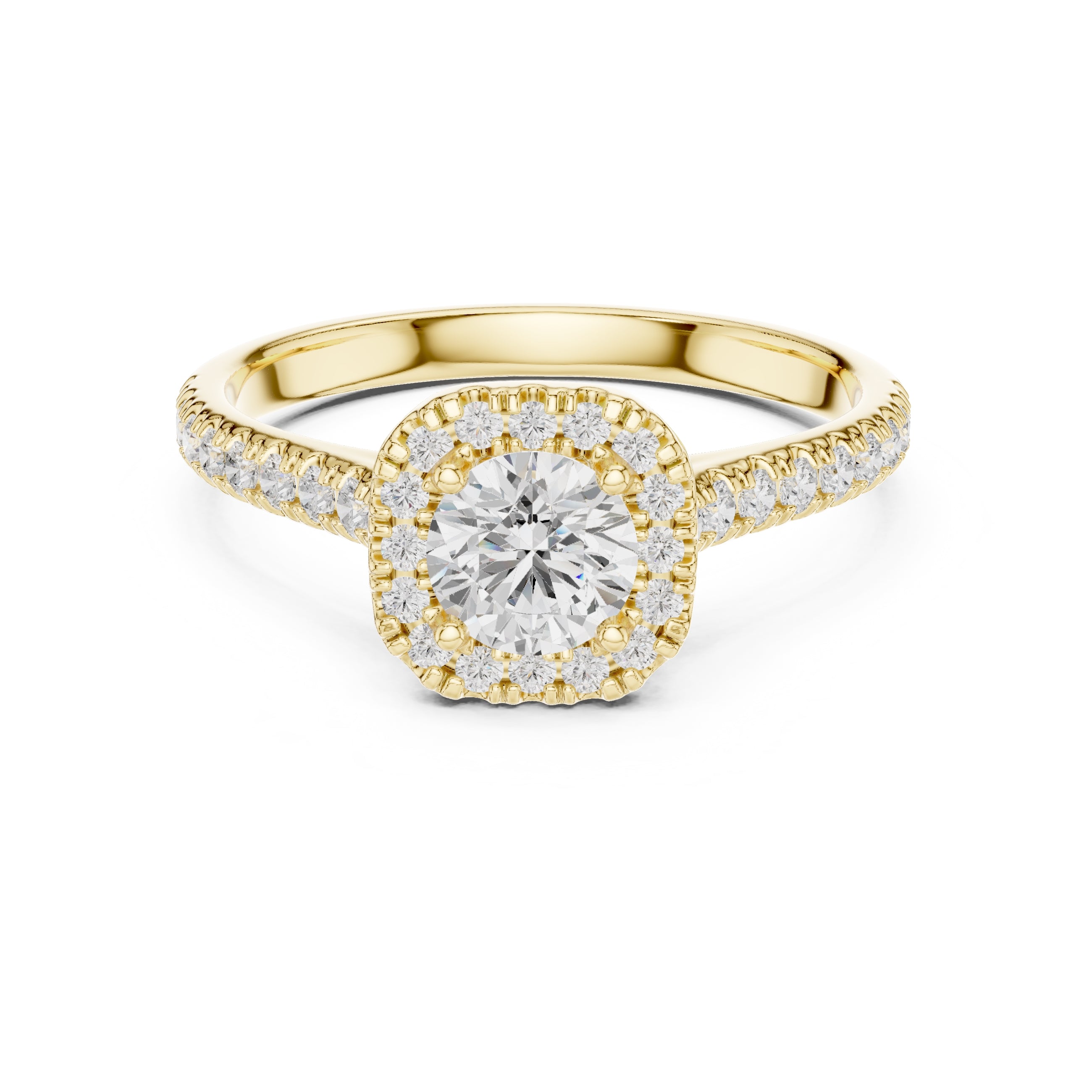 The Vintage Milgrain Halo Ring 0.7ct Yellow Gold