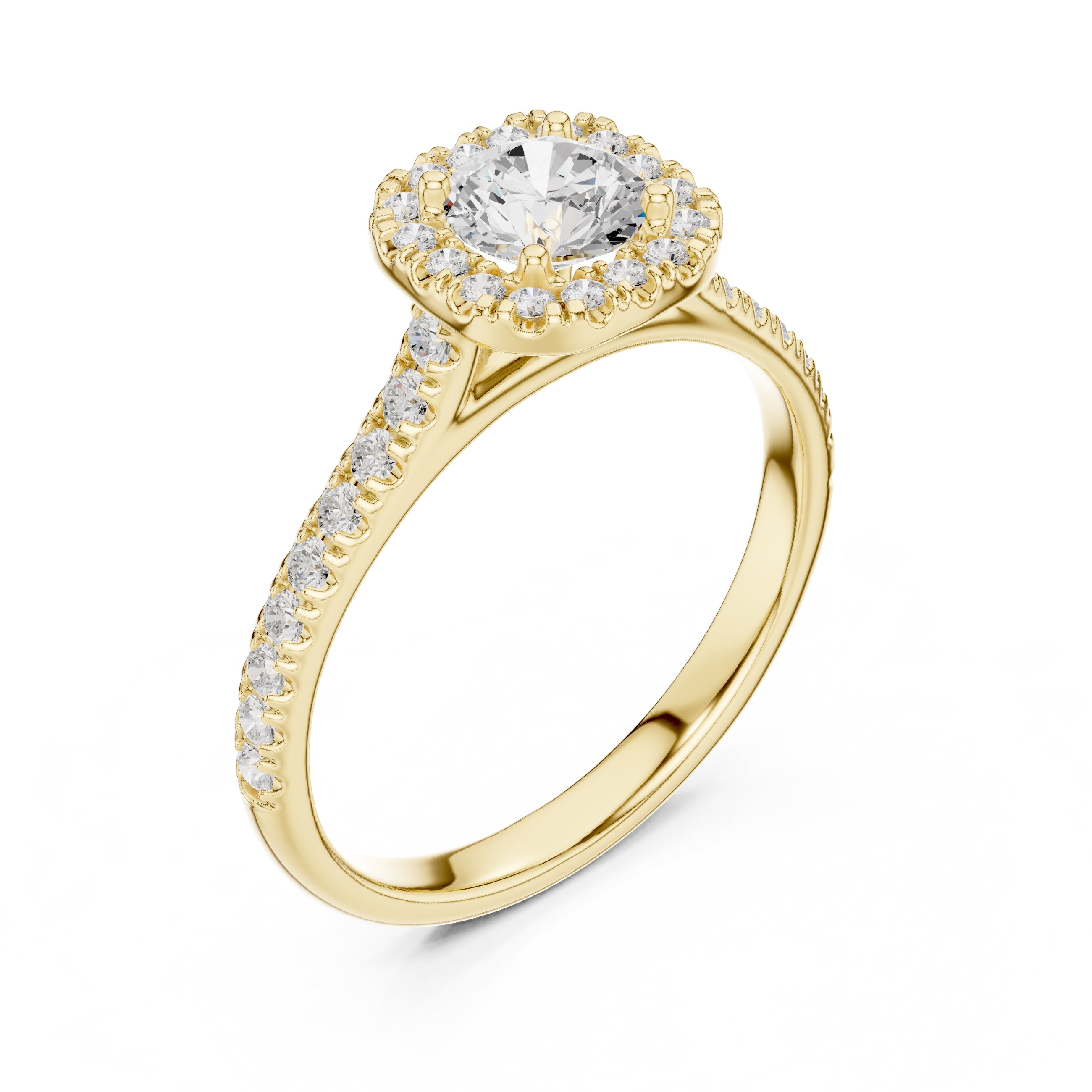 The Vintage Milgrain Halo Ring 0.7ct Yellow Gold