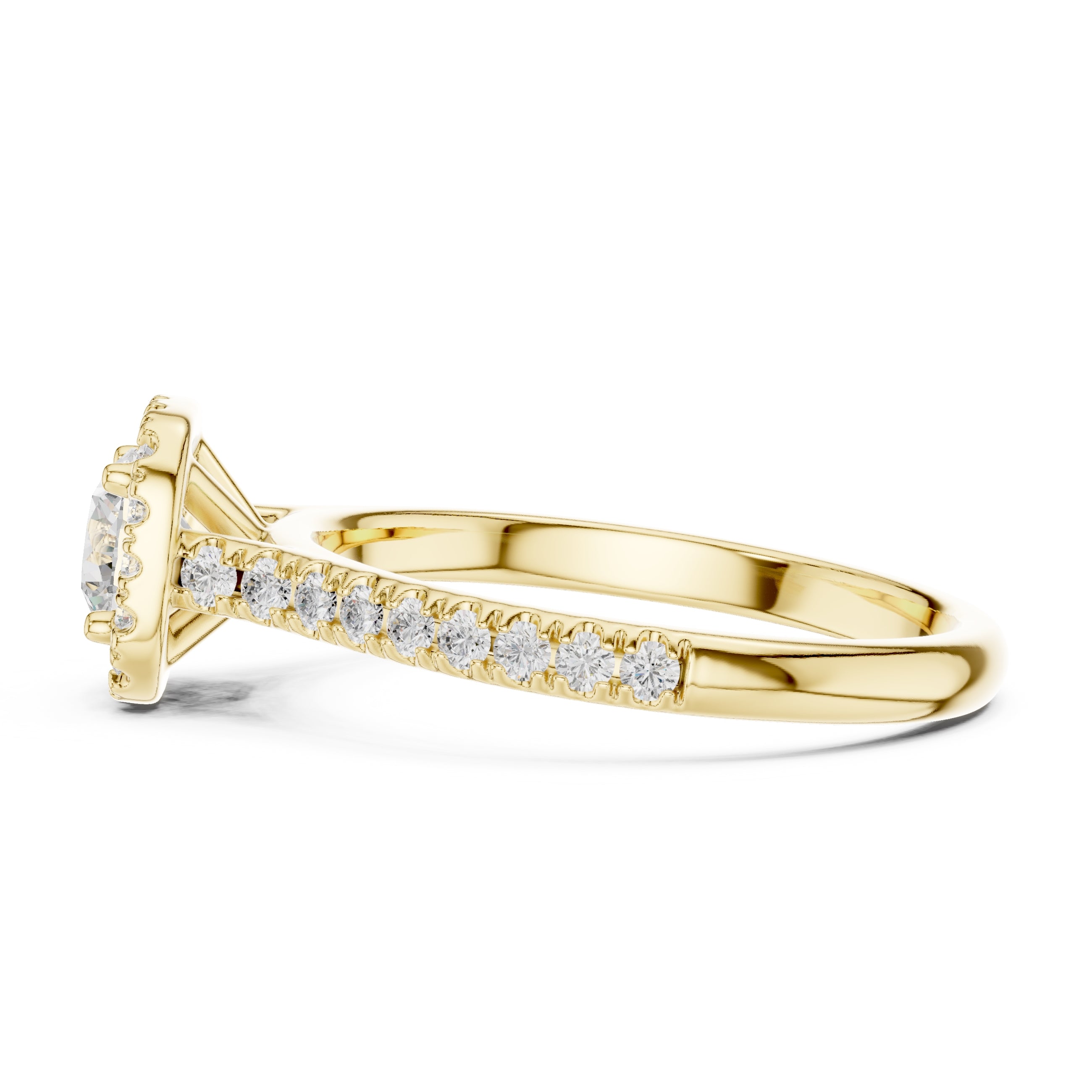 The Vintage Milgrain Halo Ring 0.7ct Yellow Gold