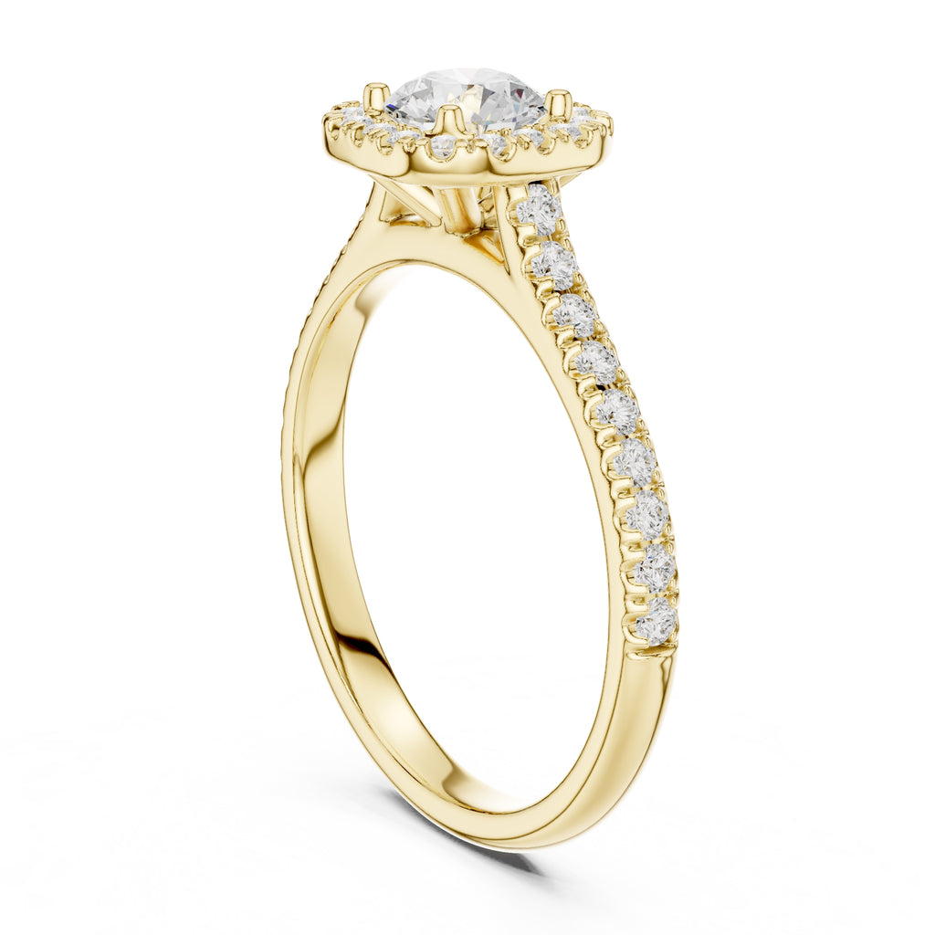 The Vintage Milgrain Halo Ring 0.7ct Yellow Gold