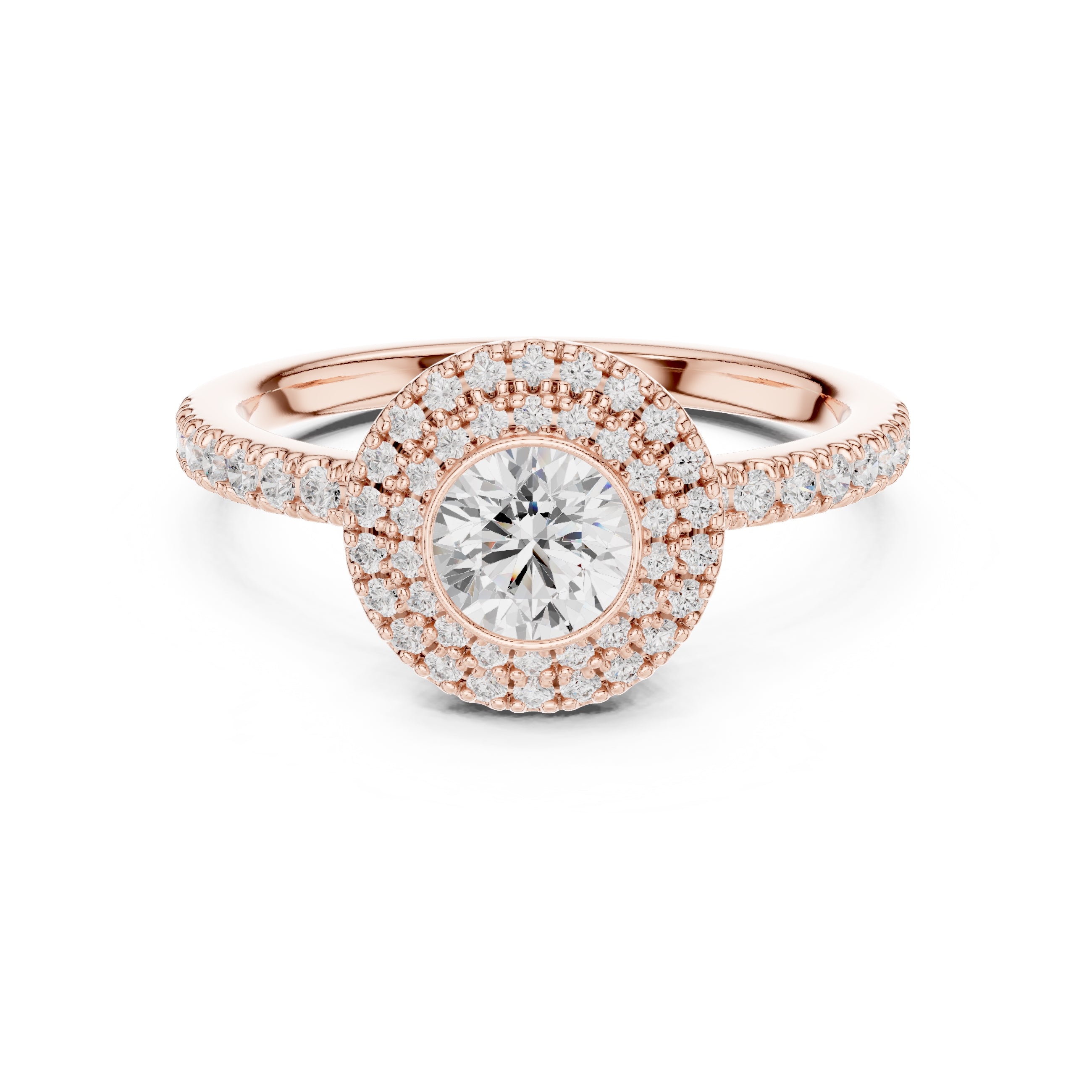 The Duchess Double Halo Ring 0.61ct Rose Gold
