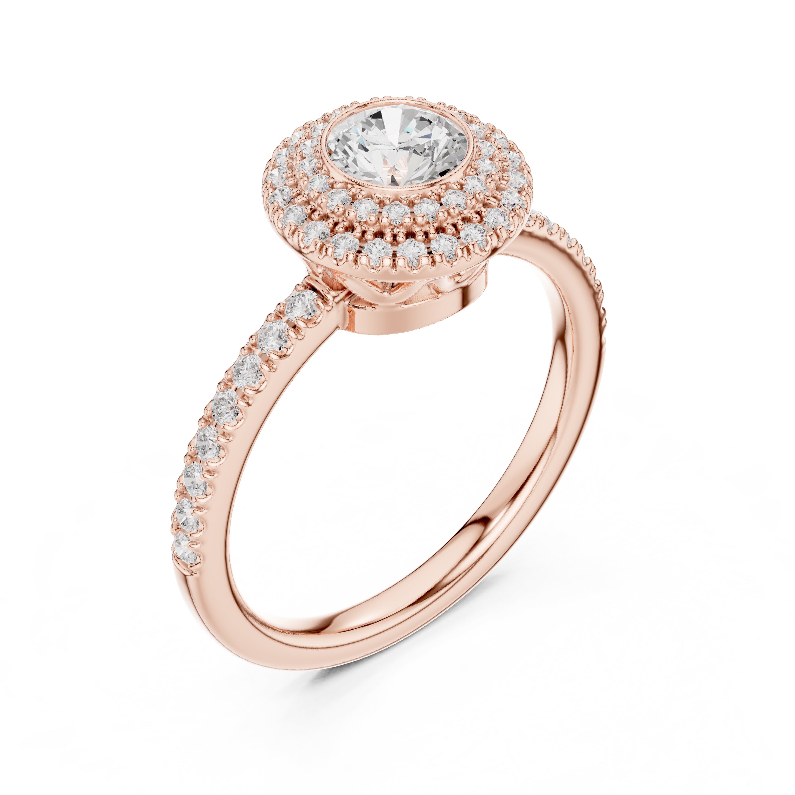 The Duchess Double Halo Ring 0.61ct Rose Gold