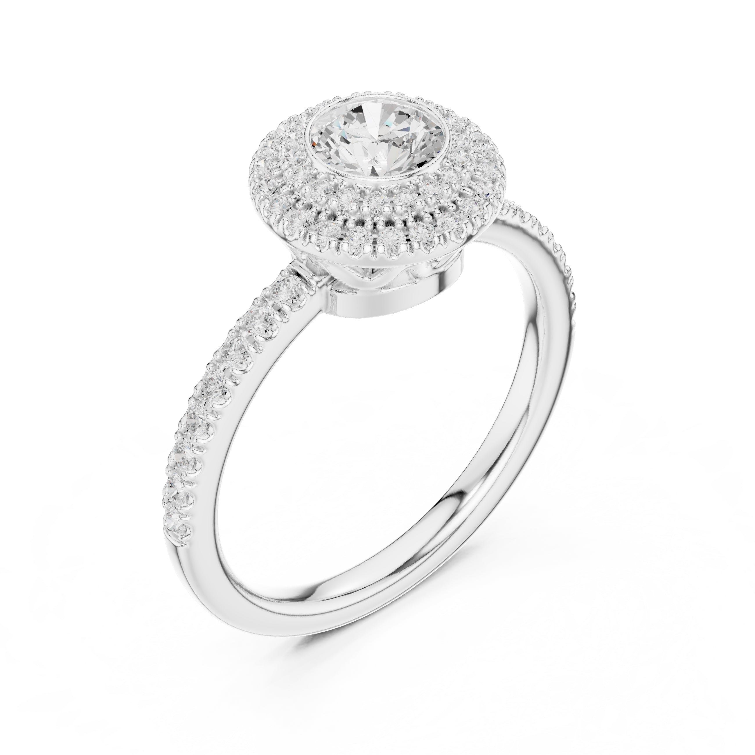 The Duchess Double Halo Ring 0.61ct White Gold