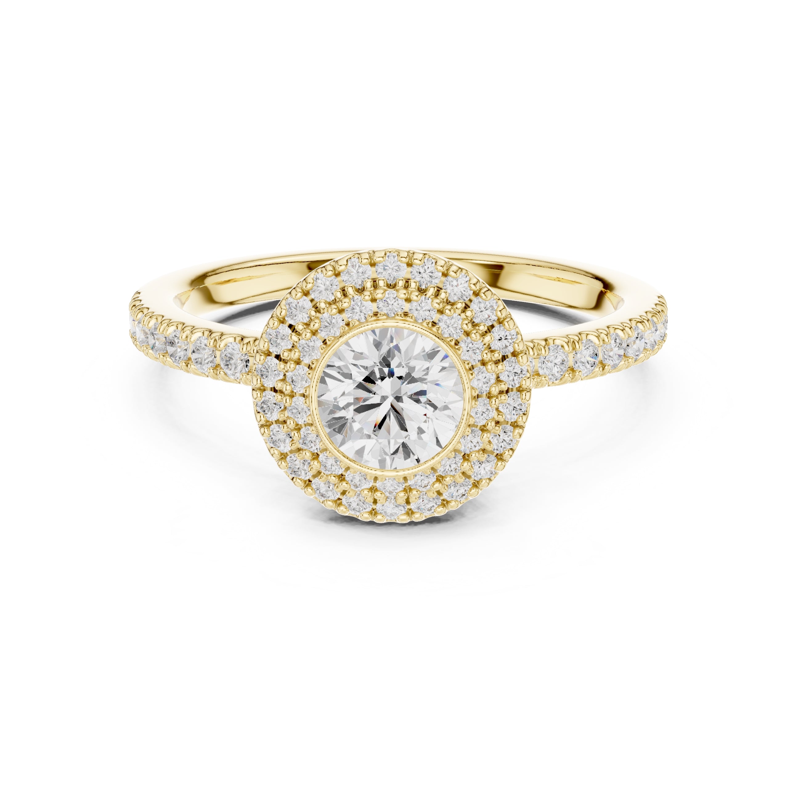 The Duchess Double Halo Ring 0.61ct Yellow Gold