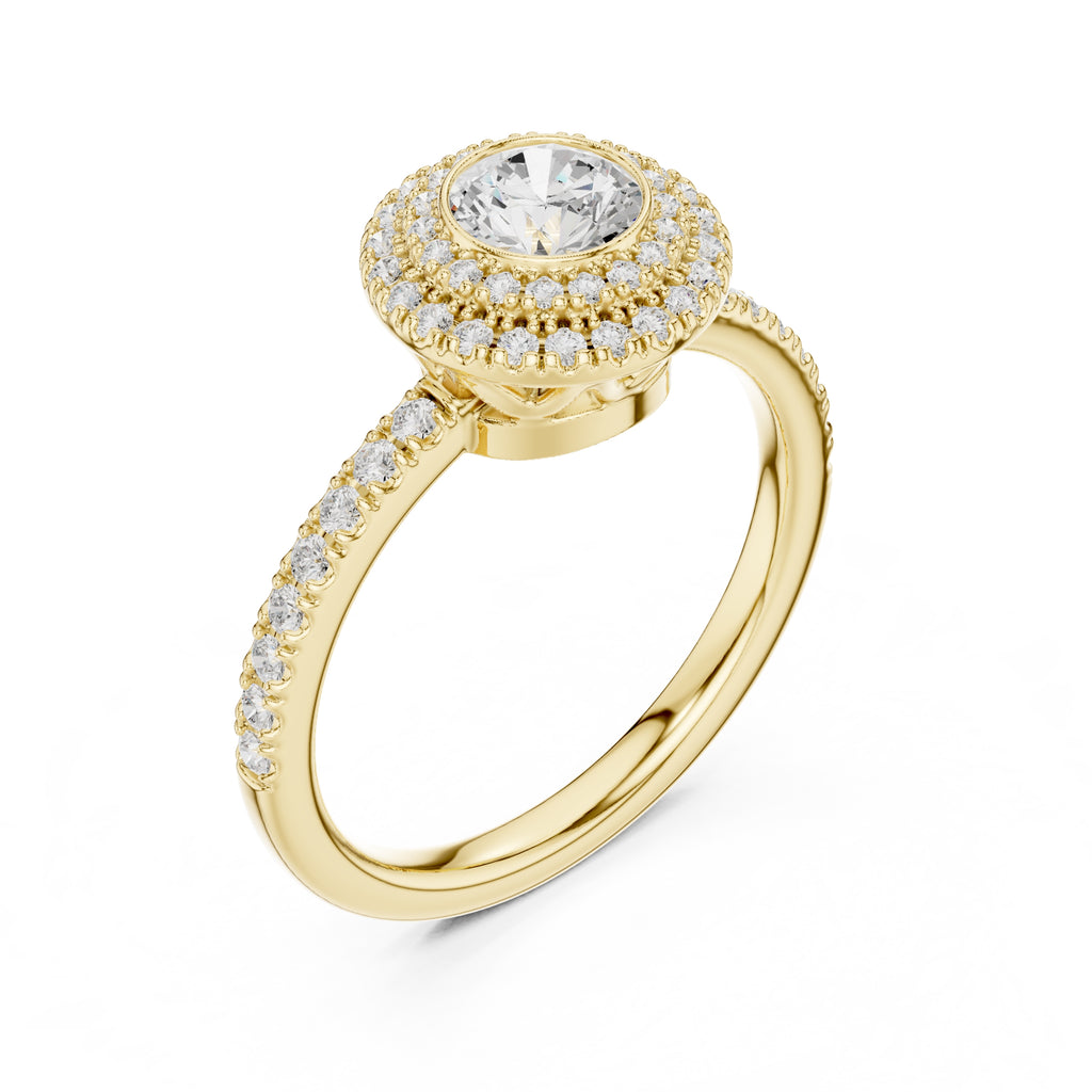 The Duchess Double Halo Ring 0.61ct Yellow Gold
