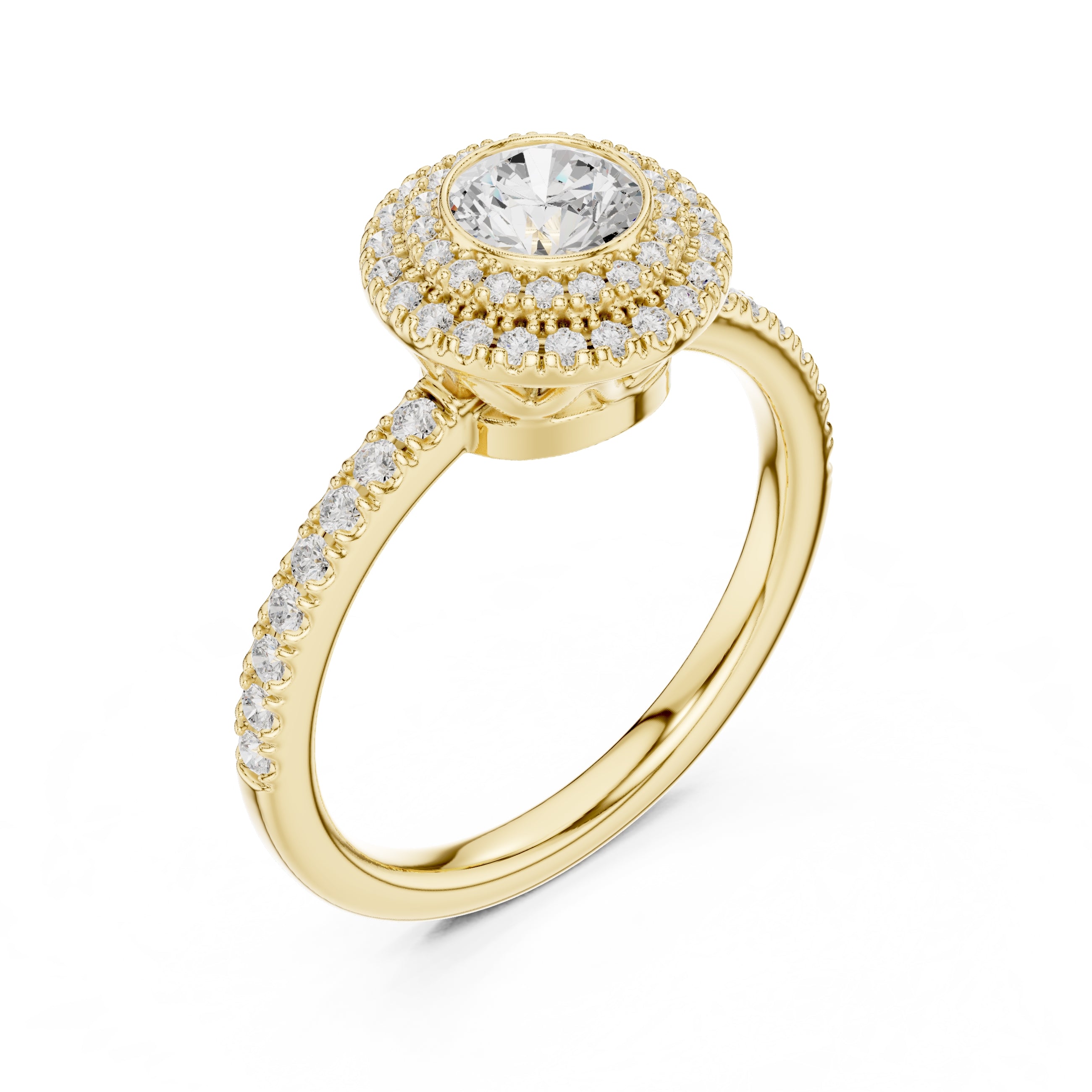 The Duchess Double Halo Ring 0.61ct Yellow Gold