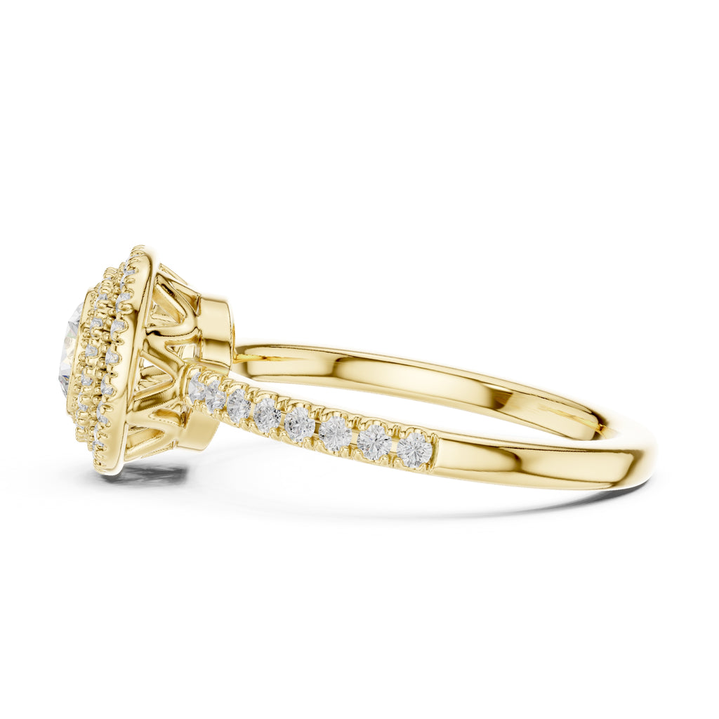 The Duchess Double Halo Ring 0.61ct Yellow Gold