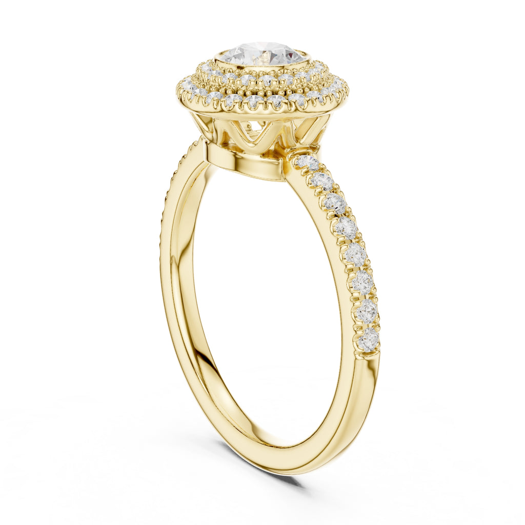 The Duchess Double Halo Ring 0.61ct Yellow Gold