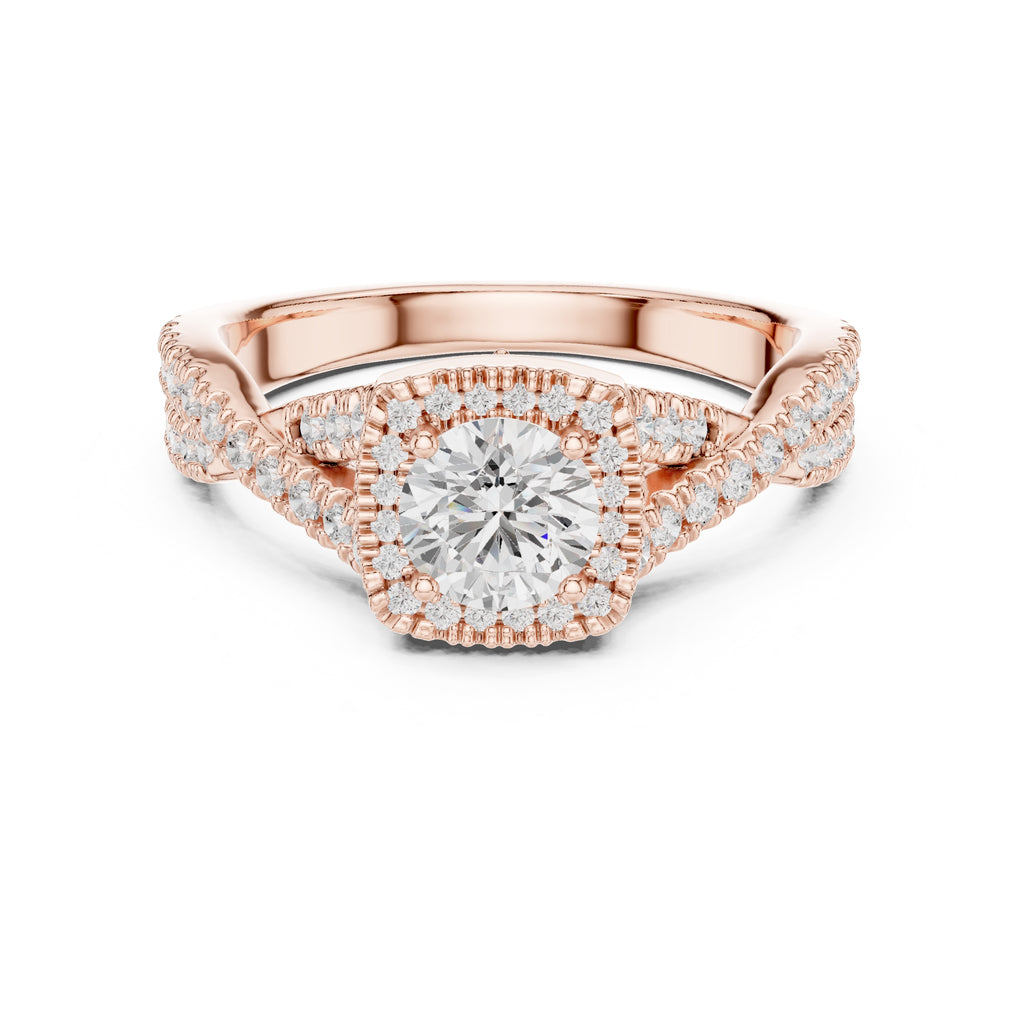 The Entwined Infinity Halo Ring 0.65ct Rose Gold