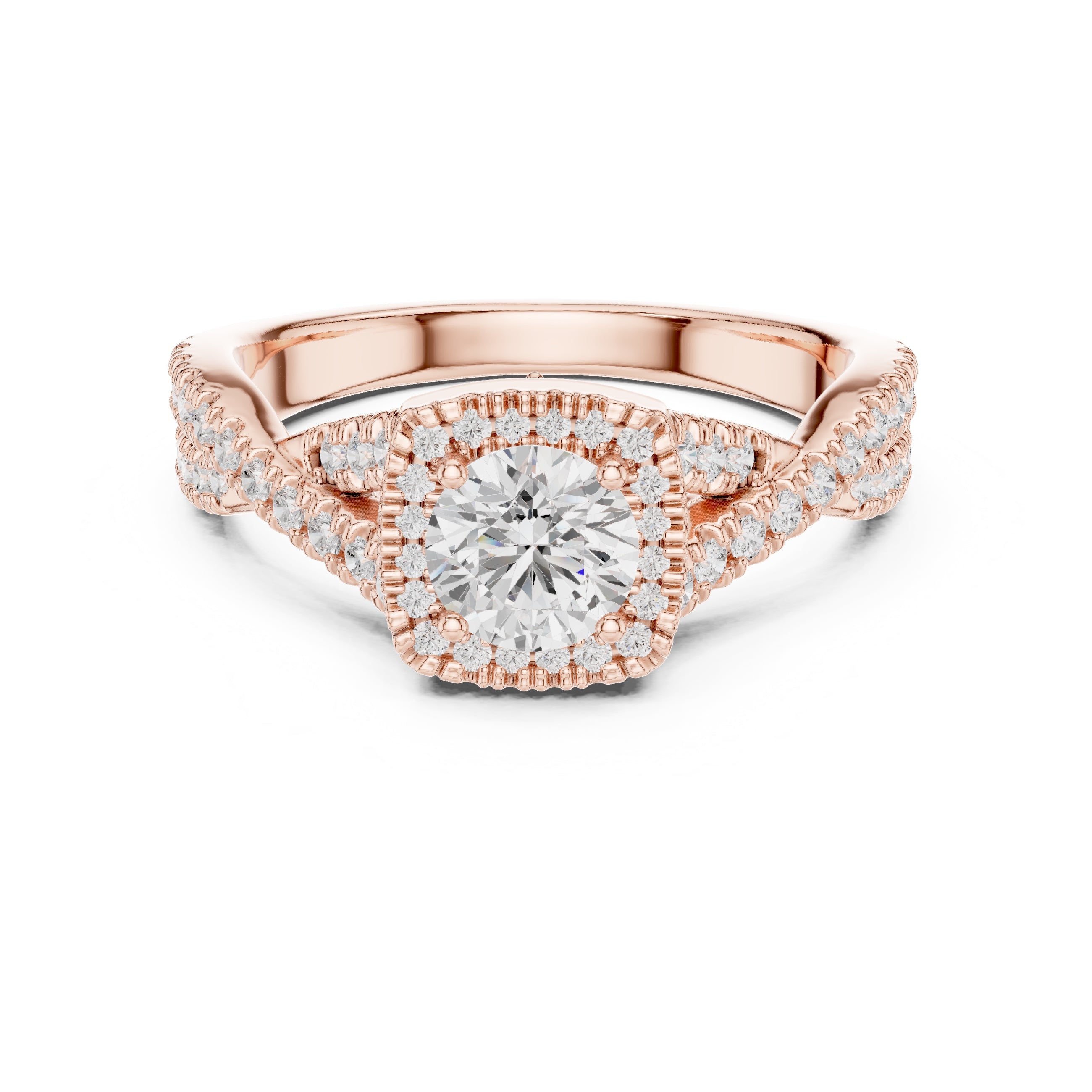 The Entwined Infinity Halo Ring 0.65ct Rose Gold